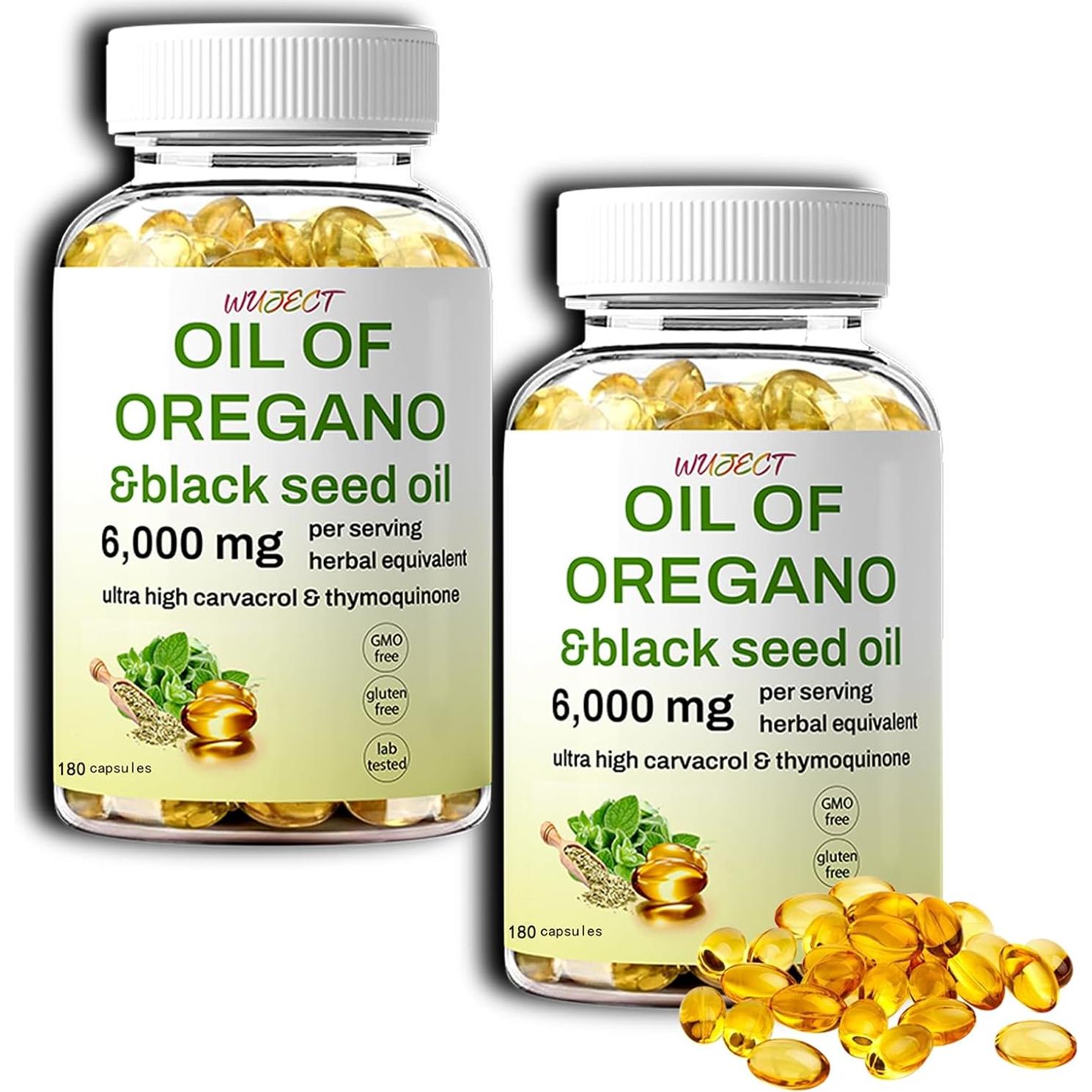 Suplemento de Aceite de Orégano y Semilla Negra WUJECT 180 Softgels