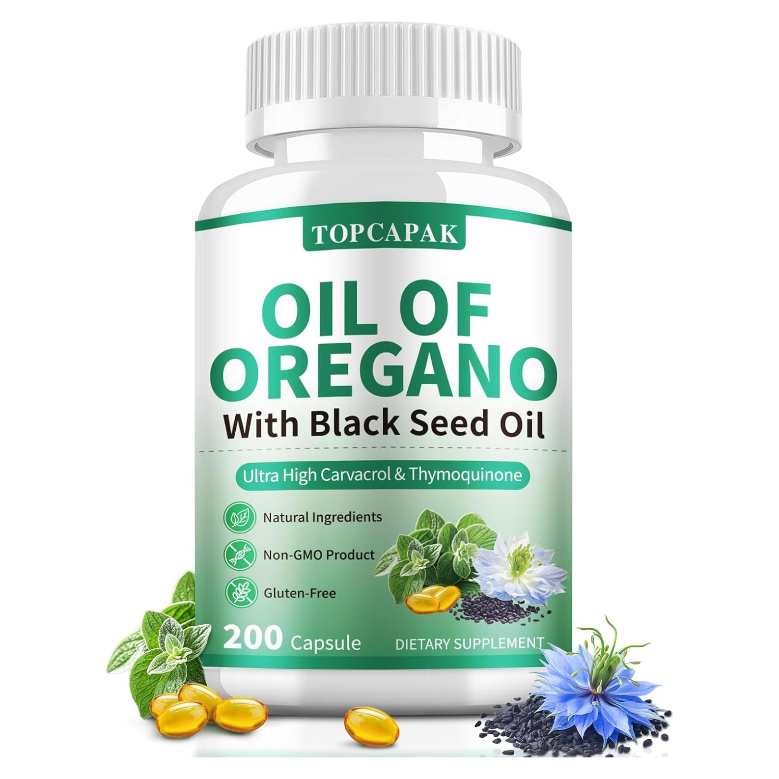 Aceite de Orégano y Semilla Negra TOPCAPAK 200 Gelatinas Blandas