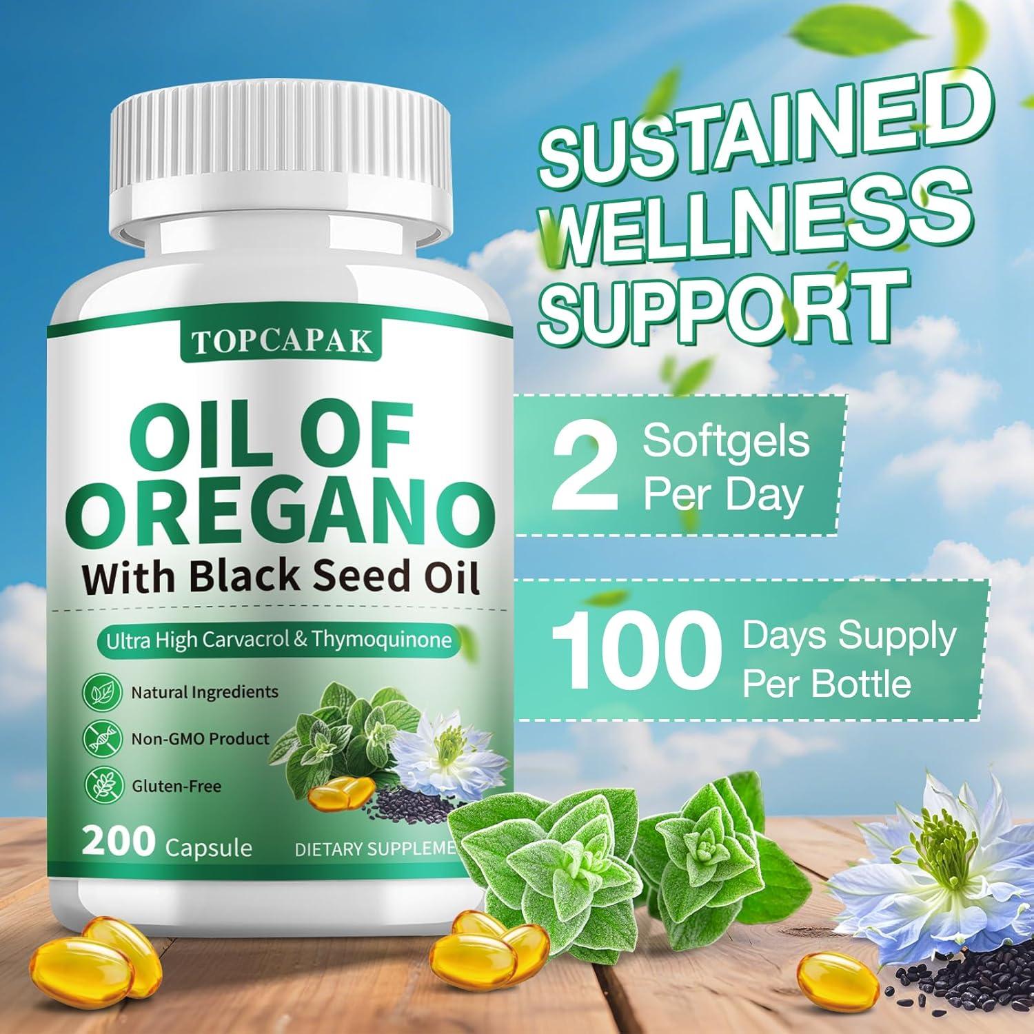 Aceite de Orégano y Semilla Negra TOPCAPAK 200 Gelatinas Blandas