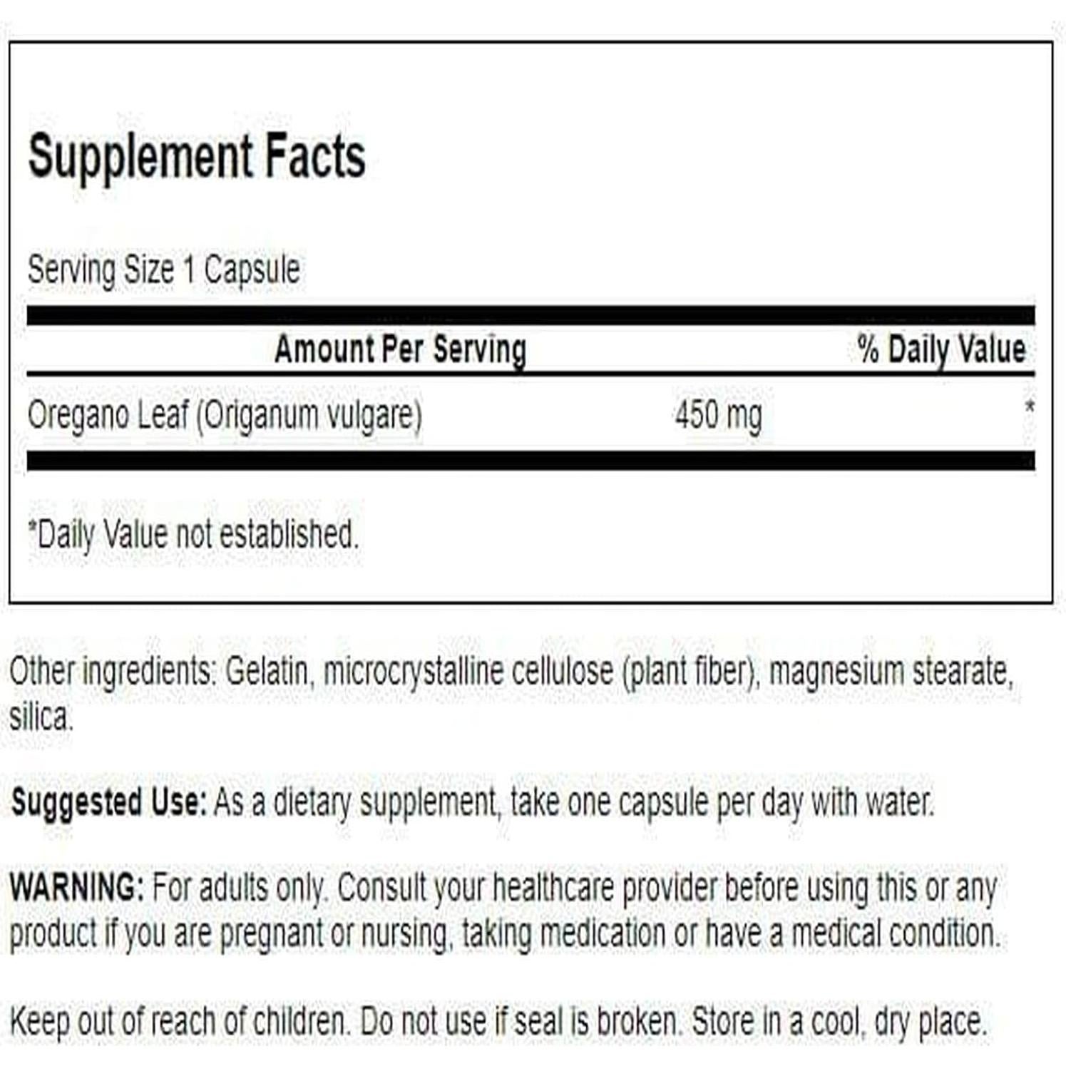 Orégano Swanson 450 mg 90 Cápsulas - Suplemento Natural