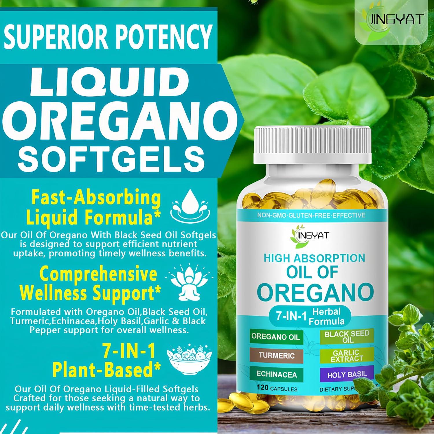 Cápsulas Blandas de Aceite de Orégano y Semilla Negra 7-en-1