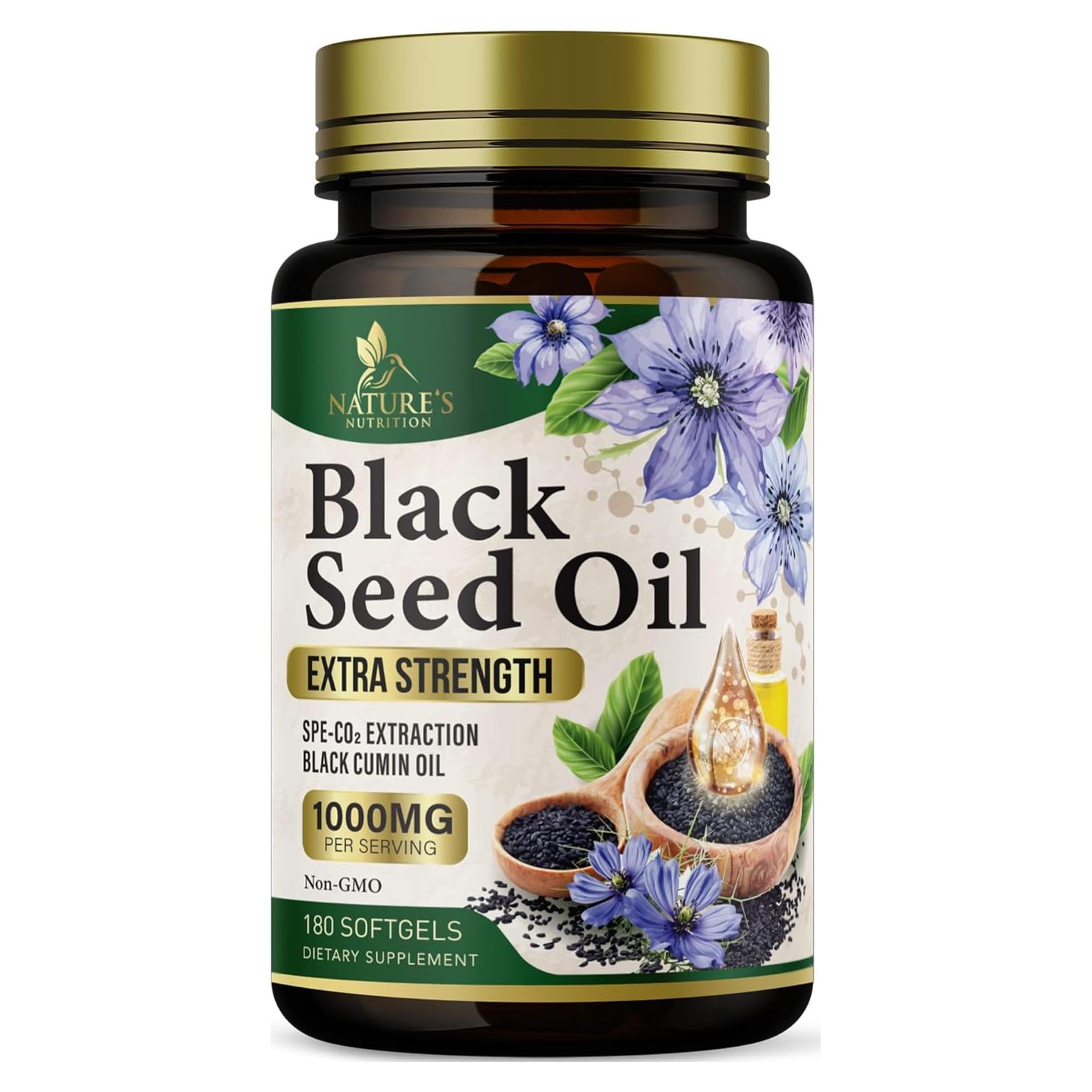 Suplemento Aceite de Semilla Negra Nature's Nutrition 1000mg 180 Softgels
