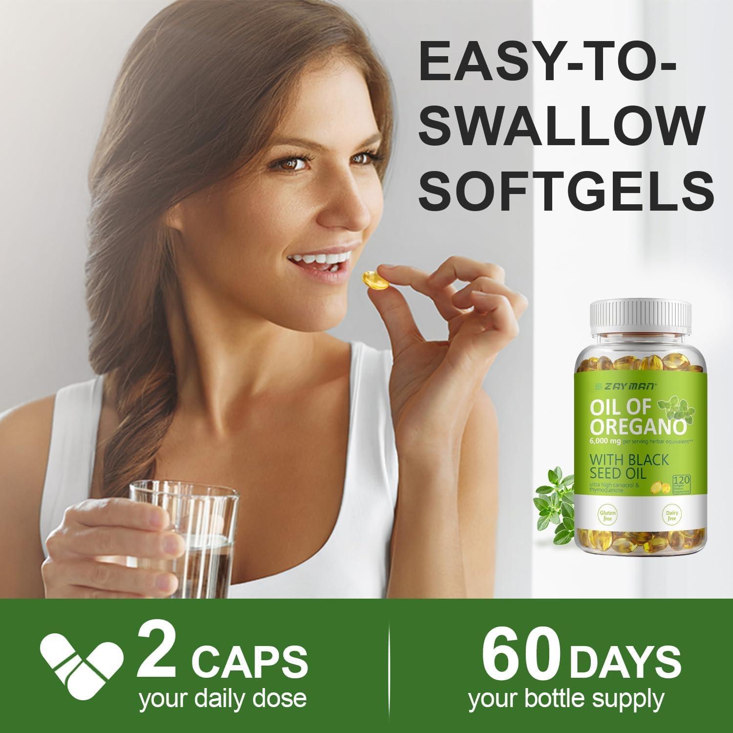 ZAYMAN Aceite de Orégano Softgels 6000mg + Semilla Negra 200mg