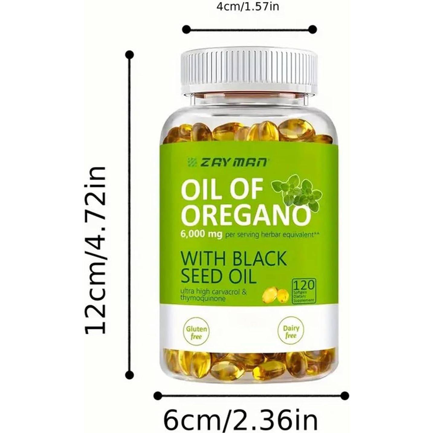 ZAYMAN Aceite de Orégano Softgels 6000mg + Semilla Negra 200mg