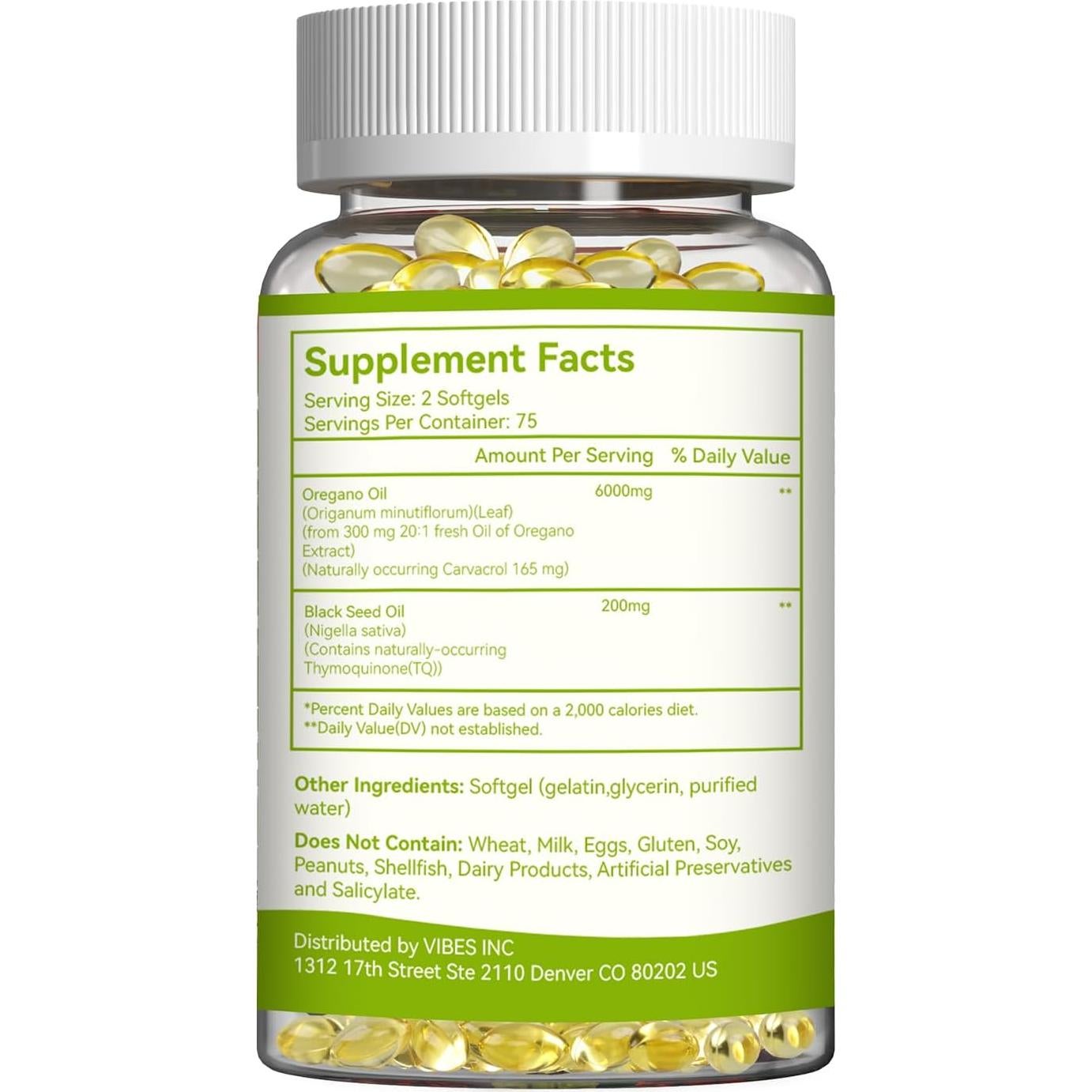 Aceite de Orégano 6000mg + Semilla Negra 200mg - 150 Softgels
