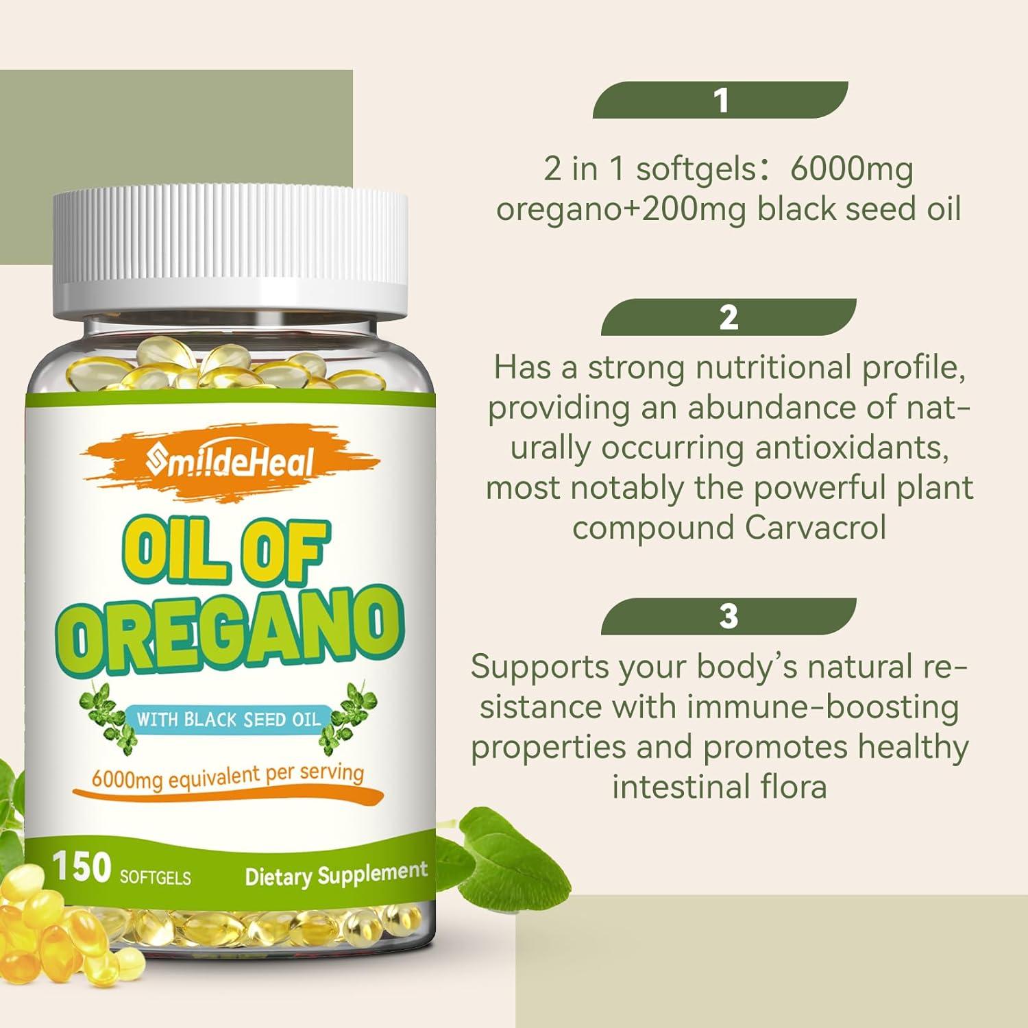 Aceite de Orégano 6000mg + Semilla Negra 200mg - 150 Softgels