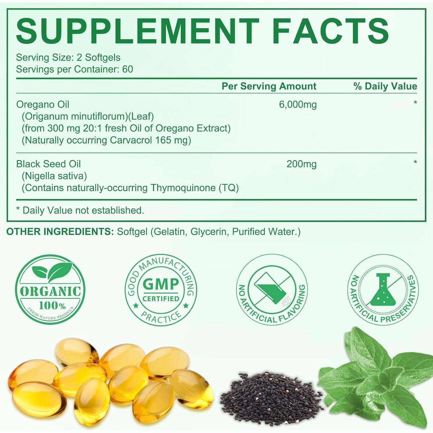 Aceite de Orégano Softgels 6000mg Beyxdu 120 Cápsulas