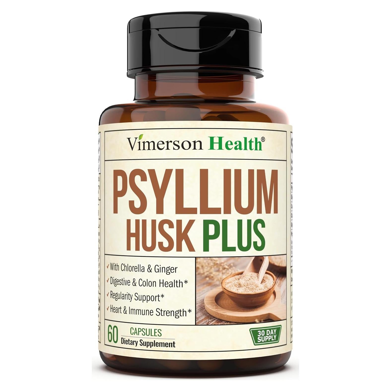 Suplemento de fibra Vimerson Health 60 cápsulas psyllium y jengibre