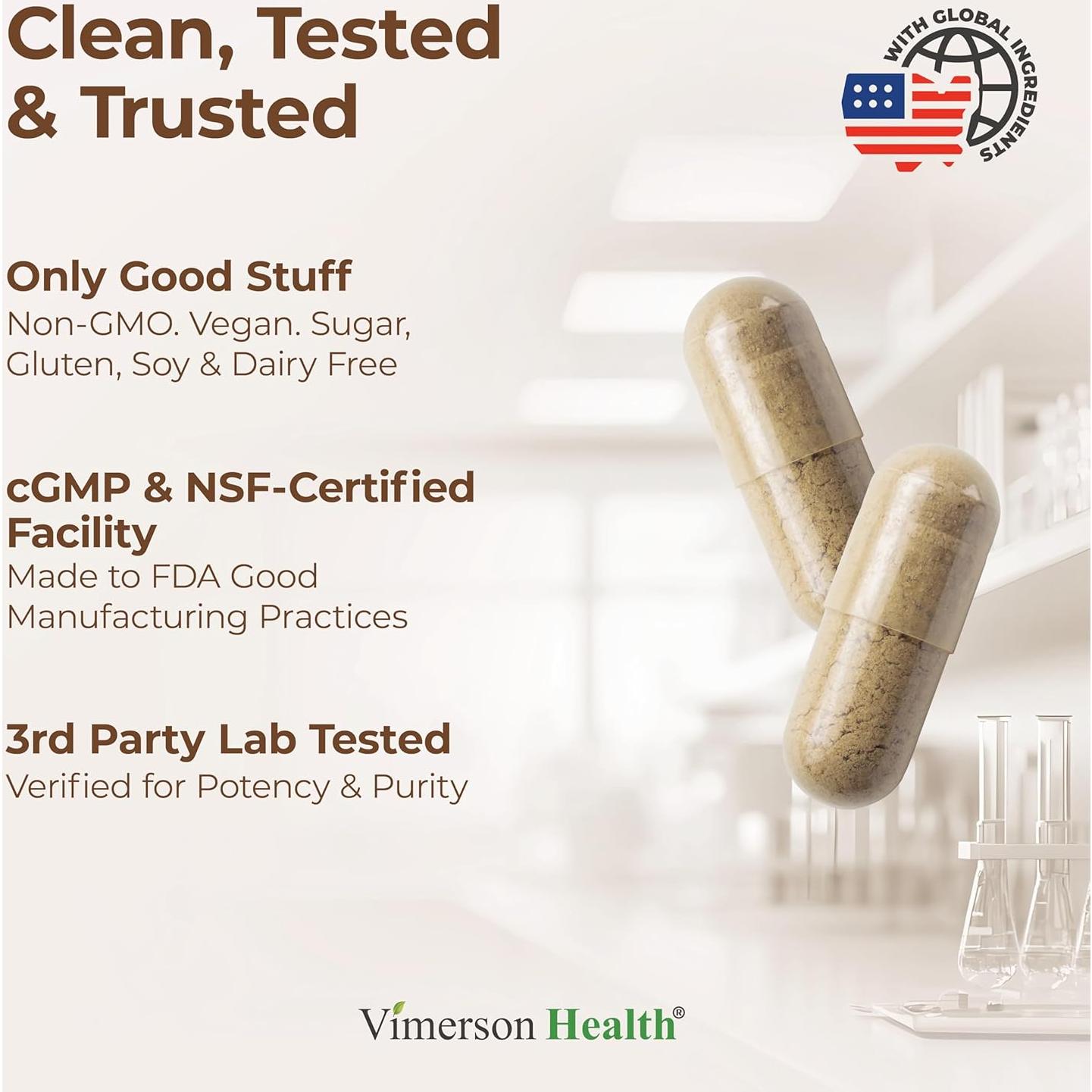 Suplemento de fibra Vimerson Health 60 cápsulas psyllium y jengibre