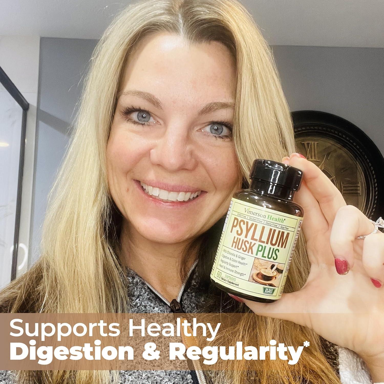 Suplemento de fibra Vimerson Health 60 cápsulas psyllium y jengibre