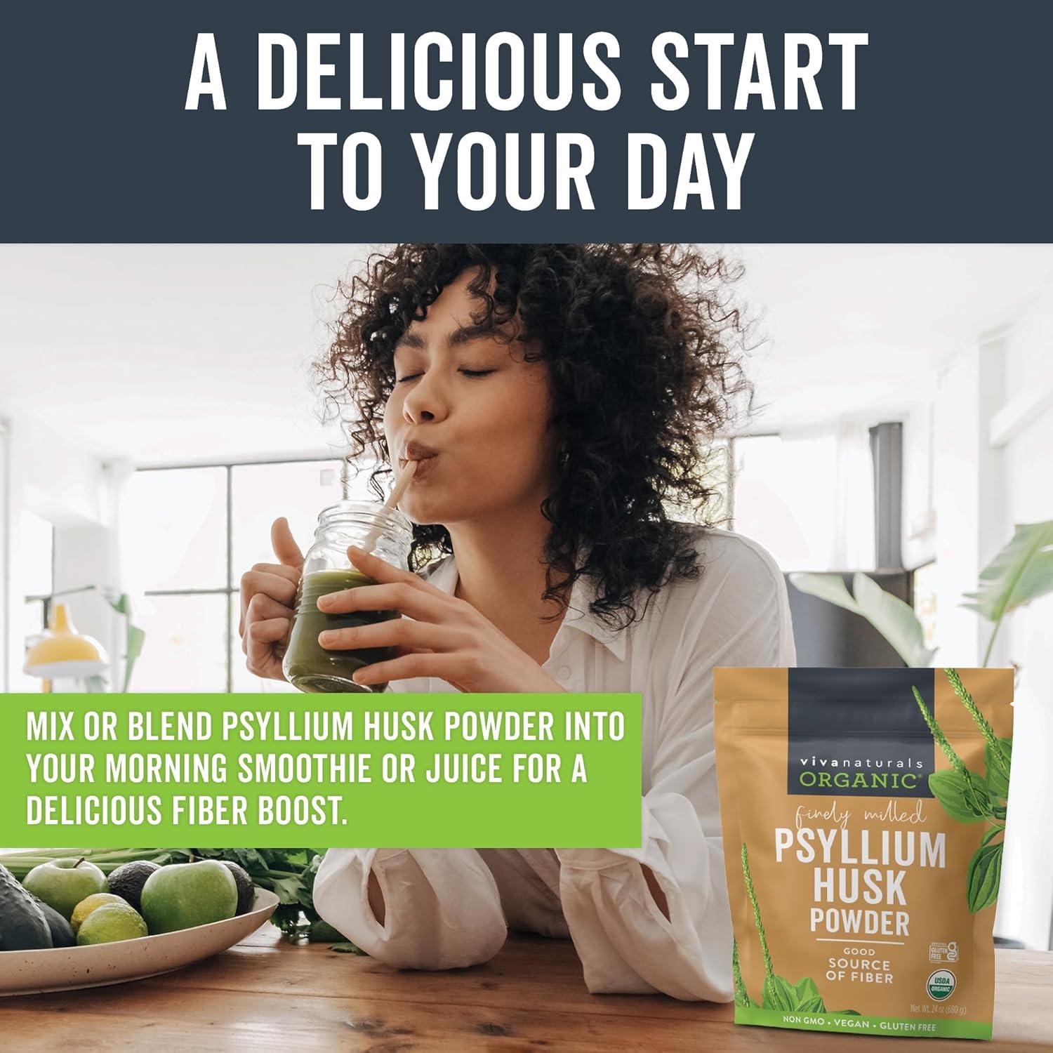 Paquete Viva Naturals 680 g Psyllium Orgánico + 150 Palillos DenTek Menta