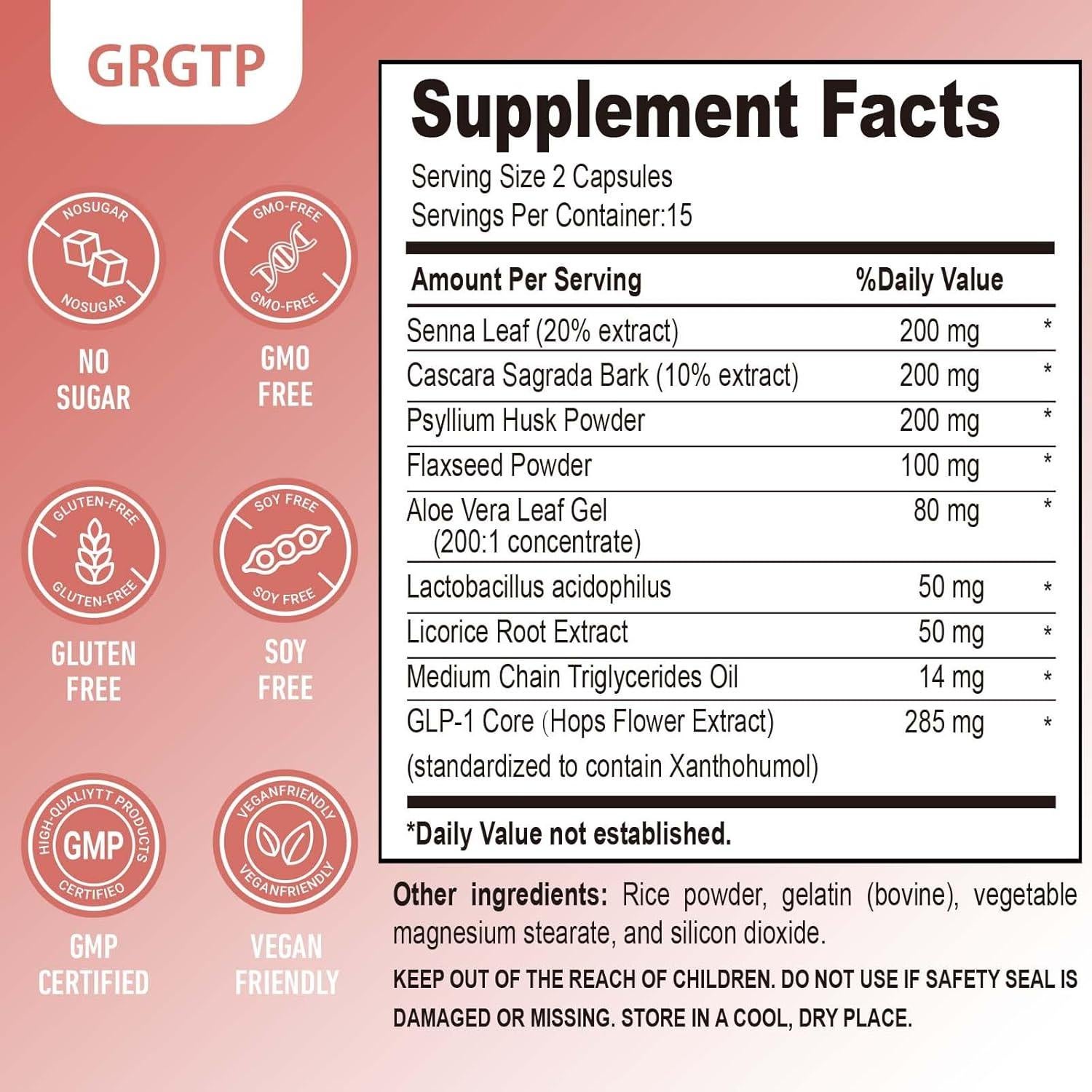 Suplemento de Limpieza Intestinal GLP-1 GRGTP 15 Días Probioticos