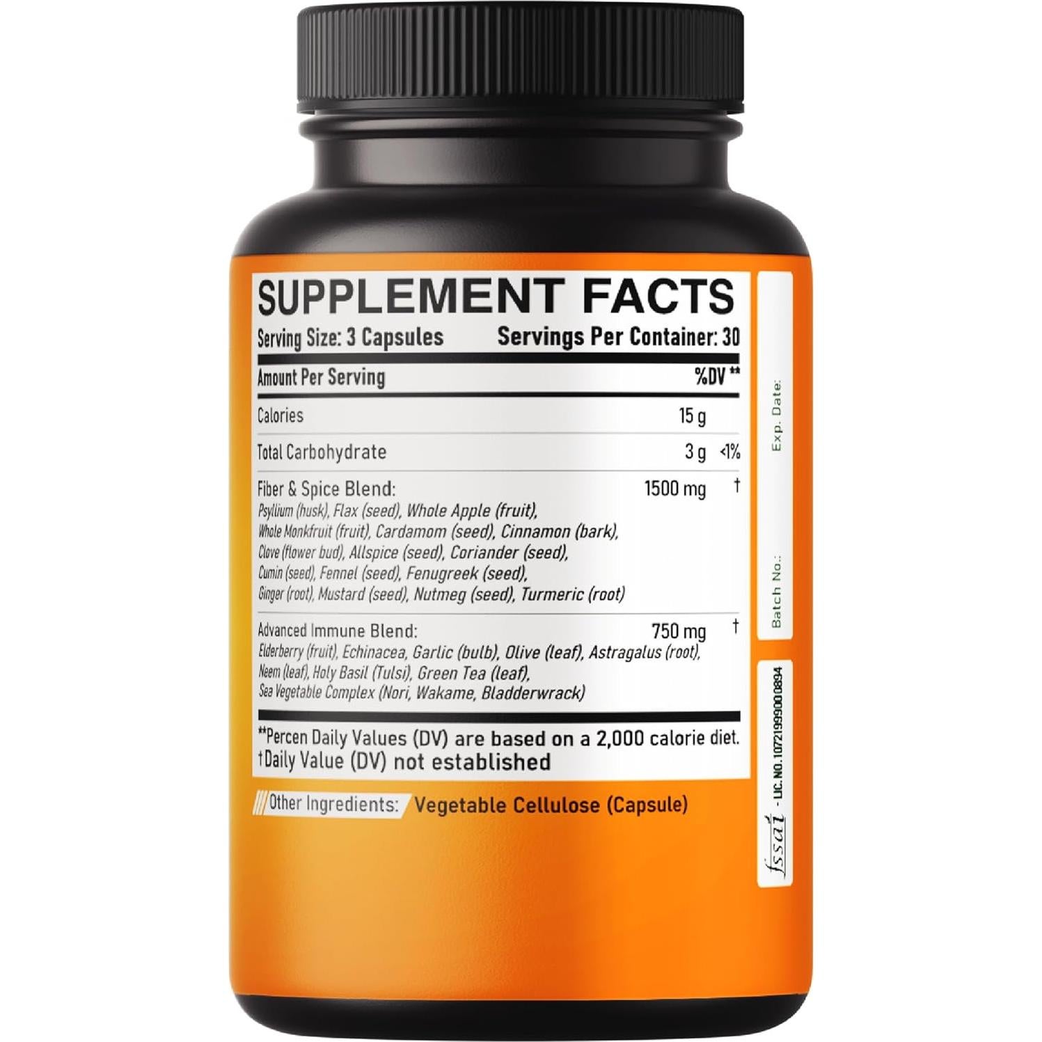 Suplemento de Fibra y Especias DEDICAD 90 Cápsulas 1 Mes