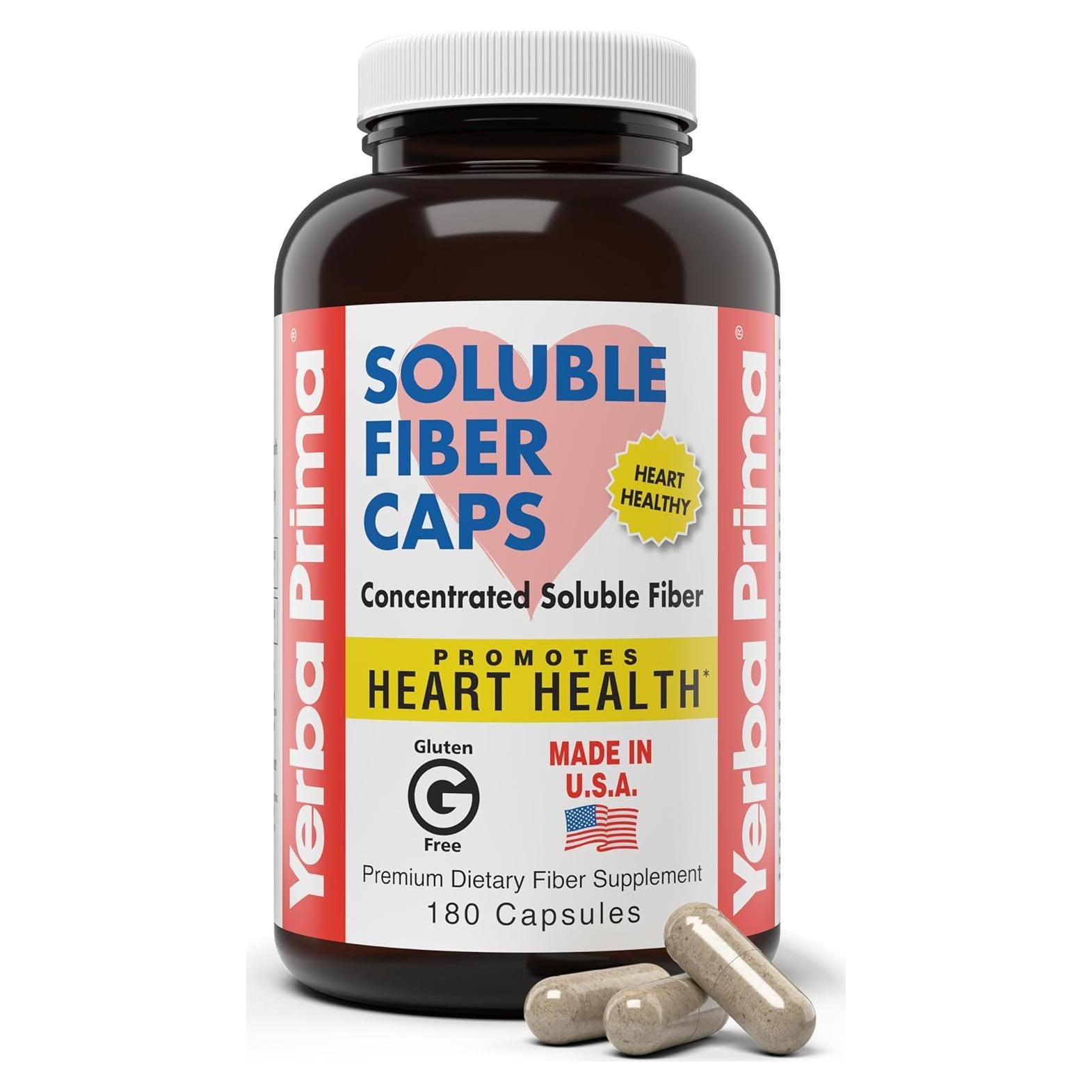 Cápsulas de Fibra Soluble Yerba Prima 180 Unidades - Suplemento Natural