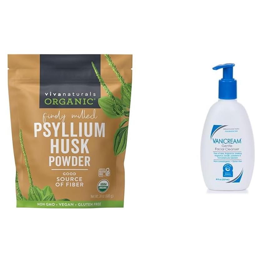 Paquete Viva Naturals 680 g Psyllium Orgánico + 236 ml Limpiador Facial Vanicream