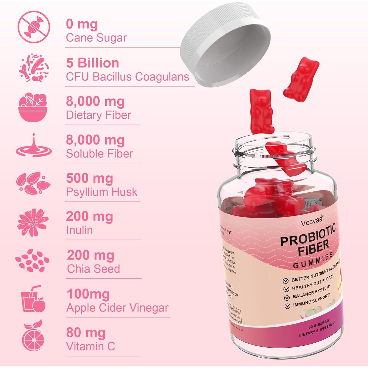 Gomitas Probioticas Vccvaa 60 Unidades - 16g Fibra Total