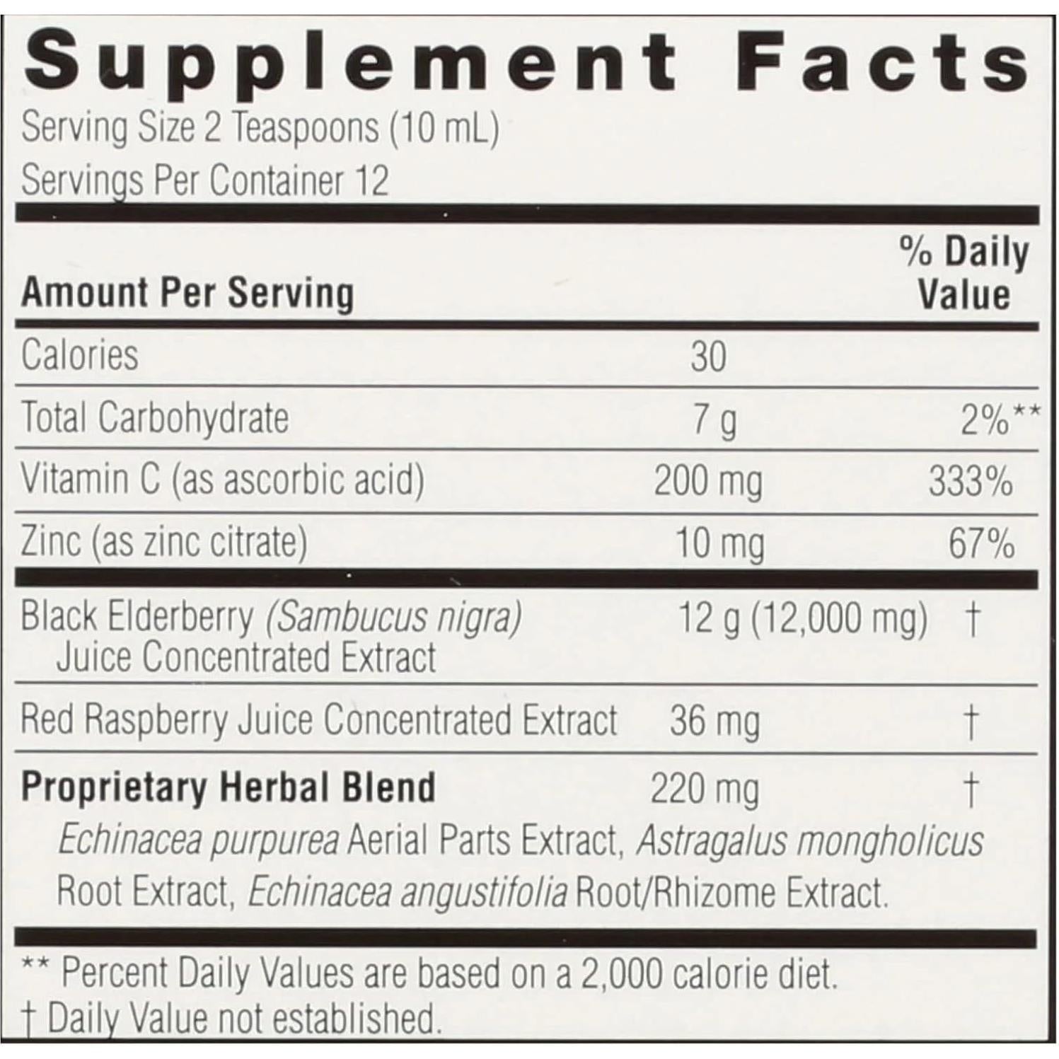 Extracto de Saúco Negro Nature's Answer 12000mg 4.45x11.43cm