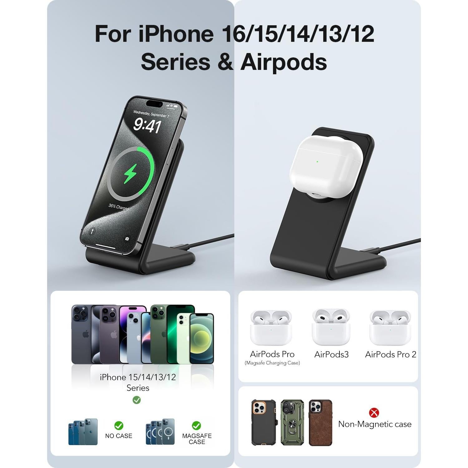 Cargador Inalámbrico Magnético Meifigno 20W para iPhone 16/15/14/13/12