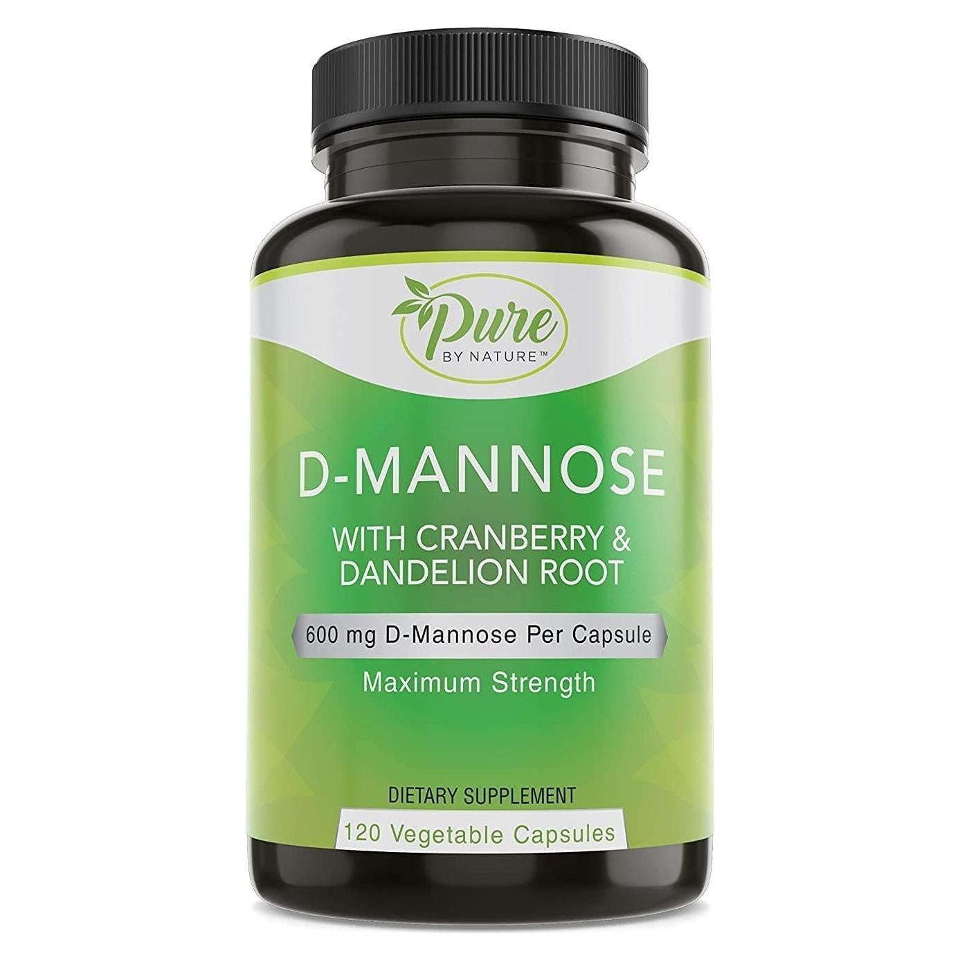 D-Mannose Pure By Nature 600mg con Arándano y Diente de León 120 Cápsulas
