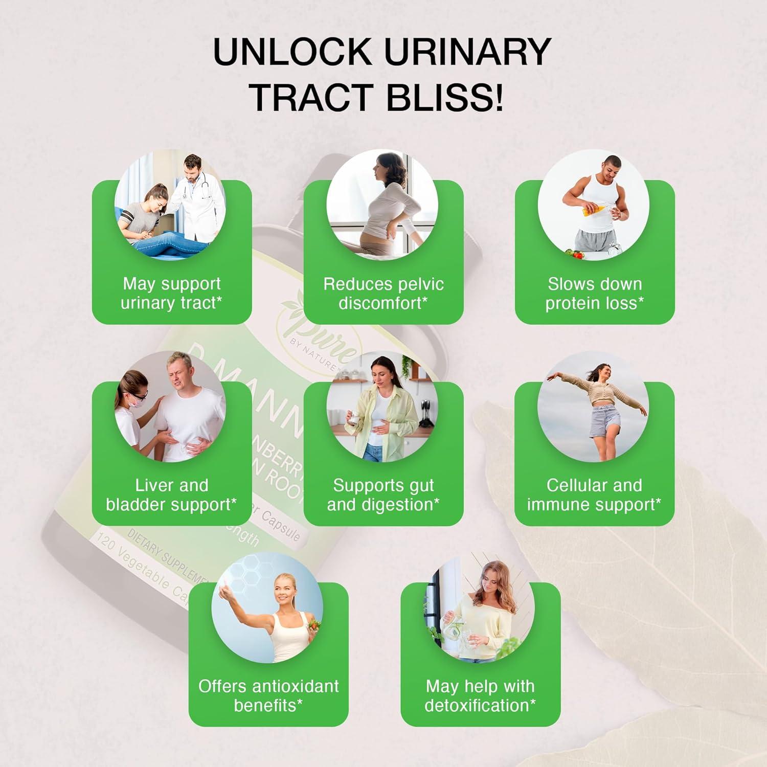 D-Mannose Pure By Nature 600mg con Arándano y Diente de León 120 Cápsulas