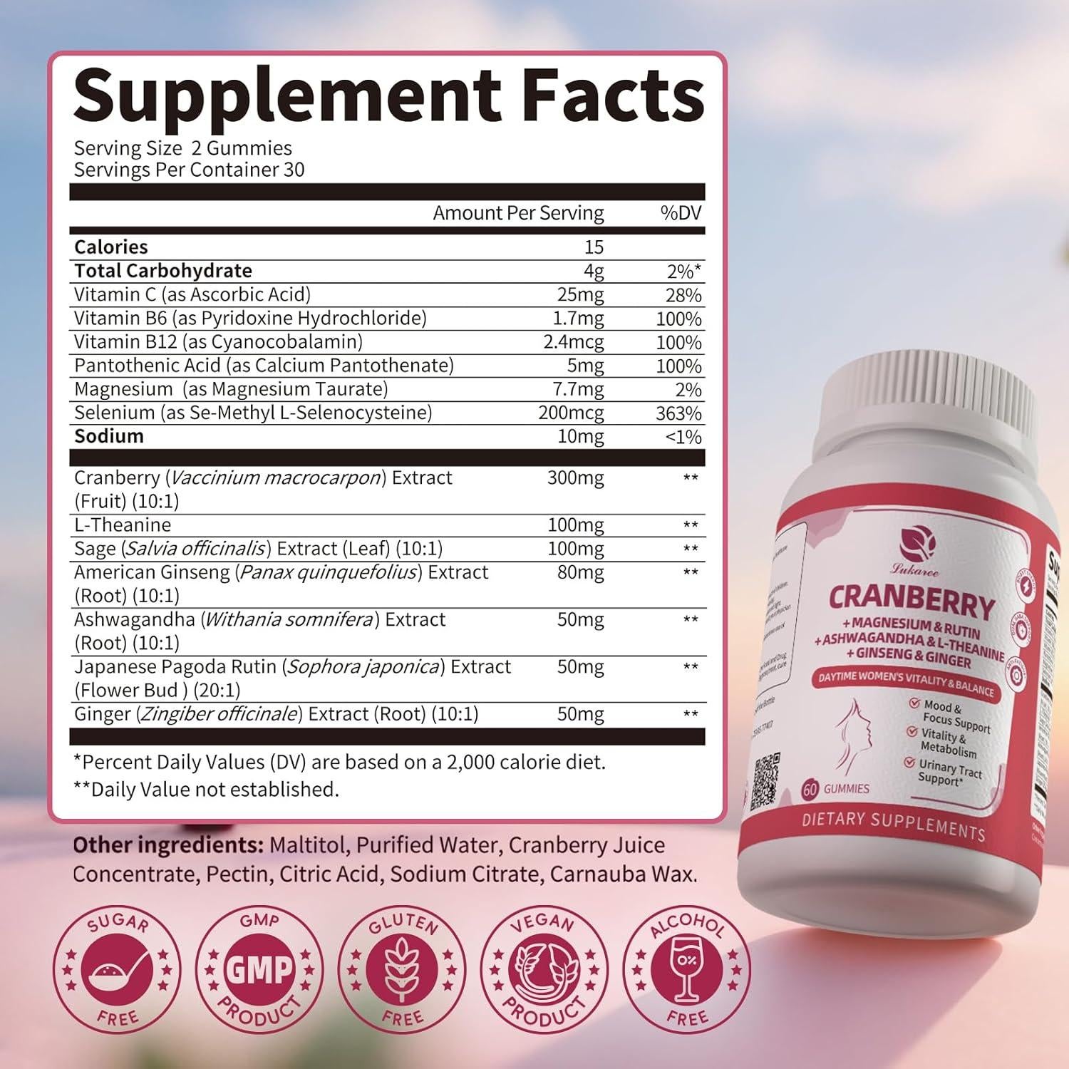 Gominolas de Arándano Lukaree 120 Unidades - Suplemento Vitalidad