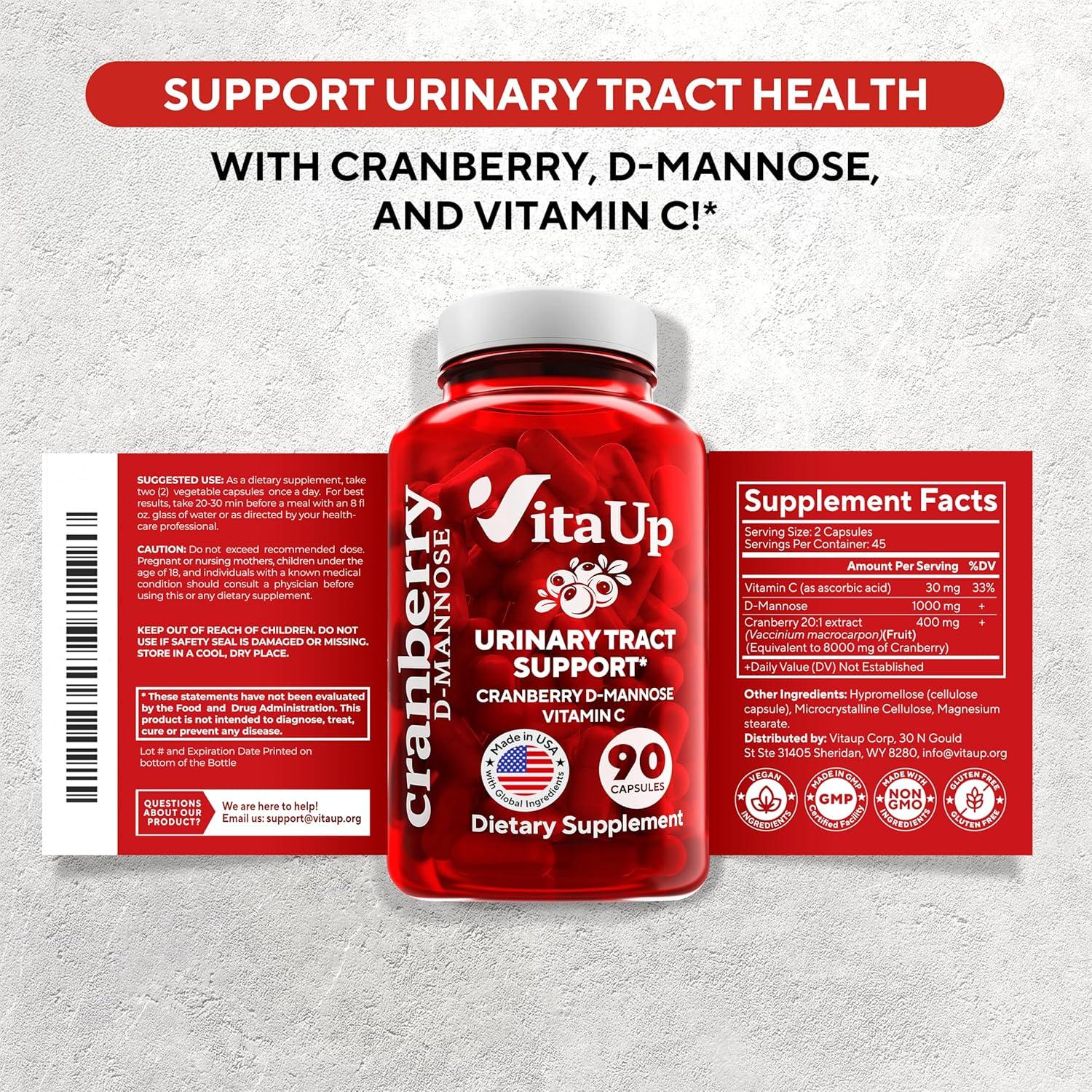 D-Mannosa con Arándano y Vitamina C VitaUp 1000mg - 90 Cápsulas