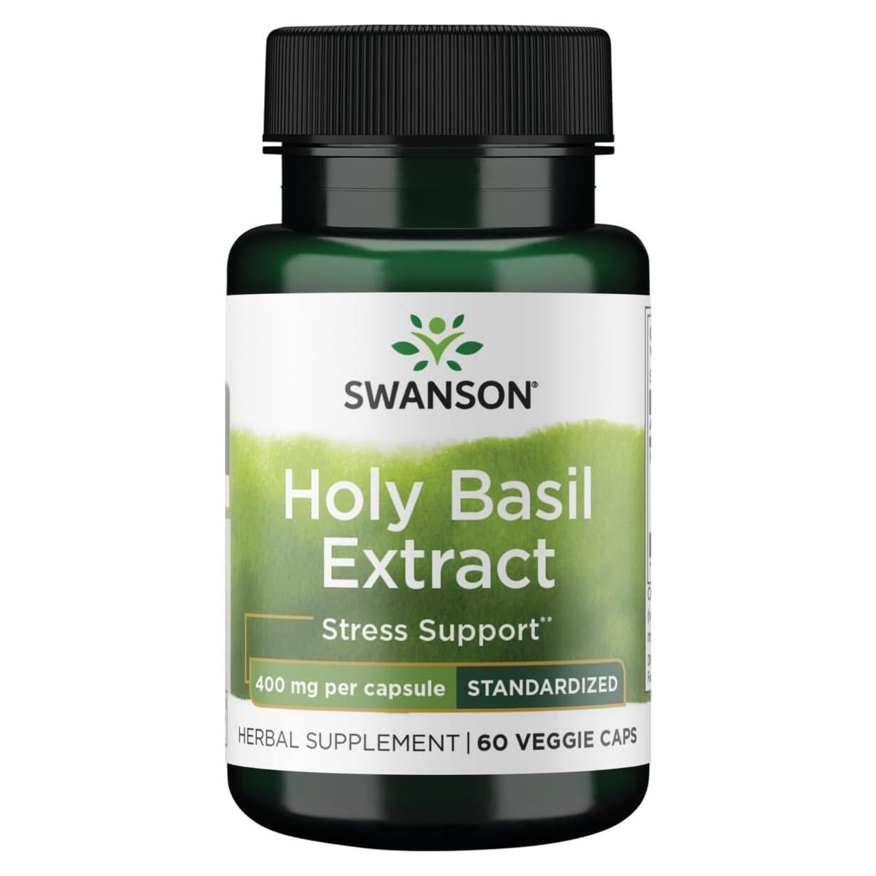 Extracto de Albahaca Sagrada Swanson 400 mg 60 Cápsulas Veganas