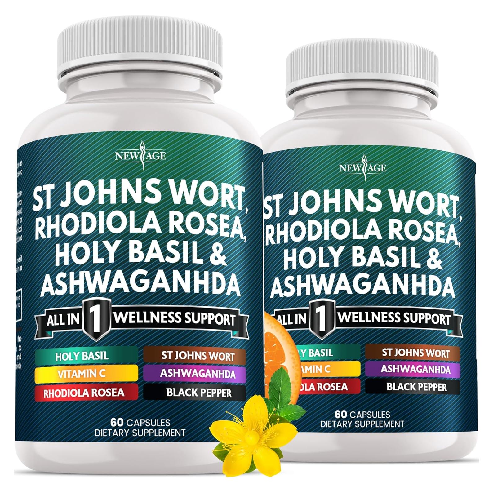 Suplemento Herbal Nueva Era 120 Cápsulas - Hierba de San Juan, Rhodiola, Ashwagandha