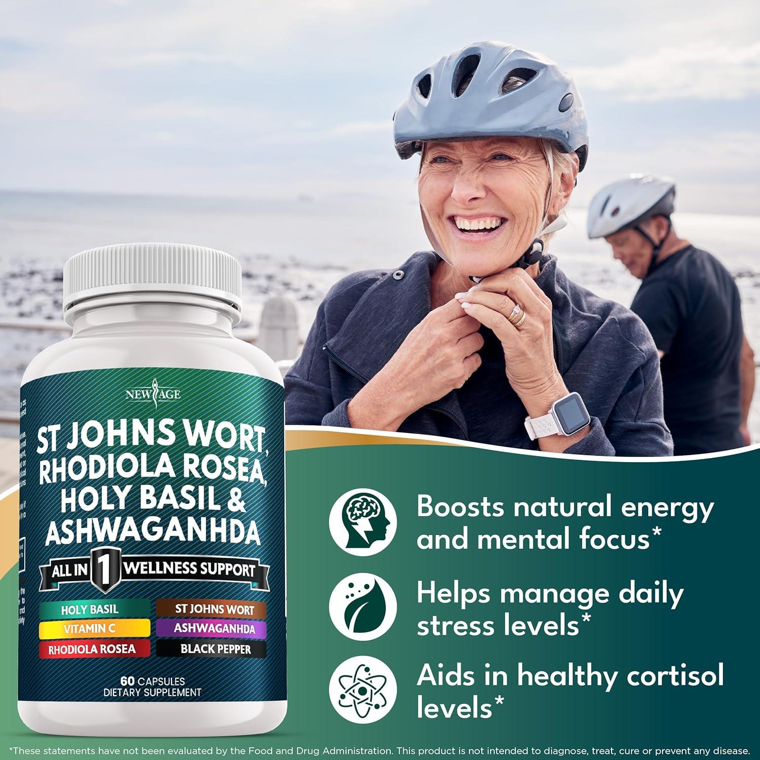 Suplemento Herbal Nueva Era 120 Cápsulas - Hierba de San Juan, Rhodiola, Ashwagandha