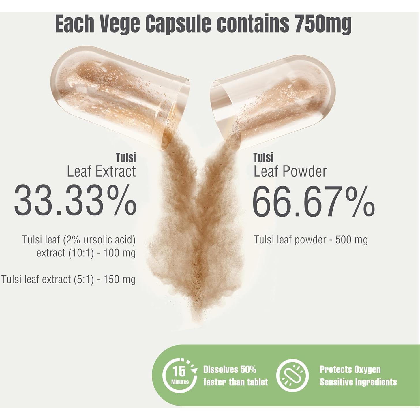 Cápsulas de Tulsi Albahaca Sagrada HerbsForever 60 Unidades 800 mg