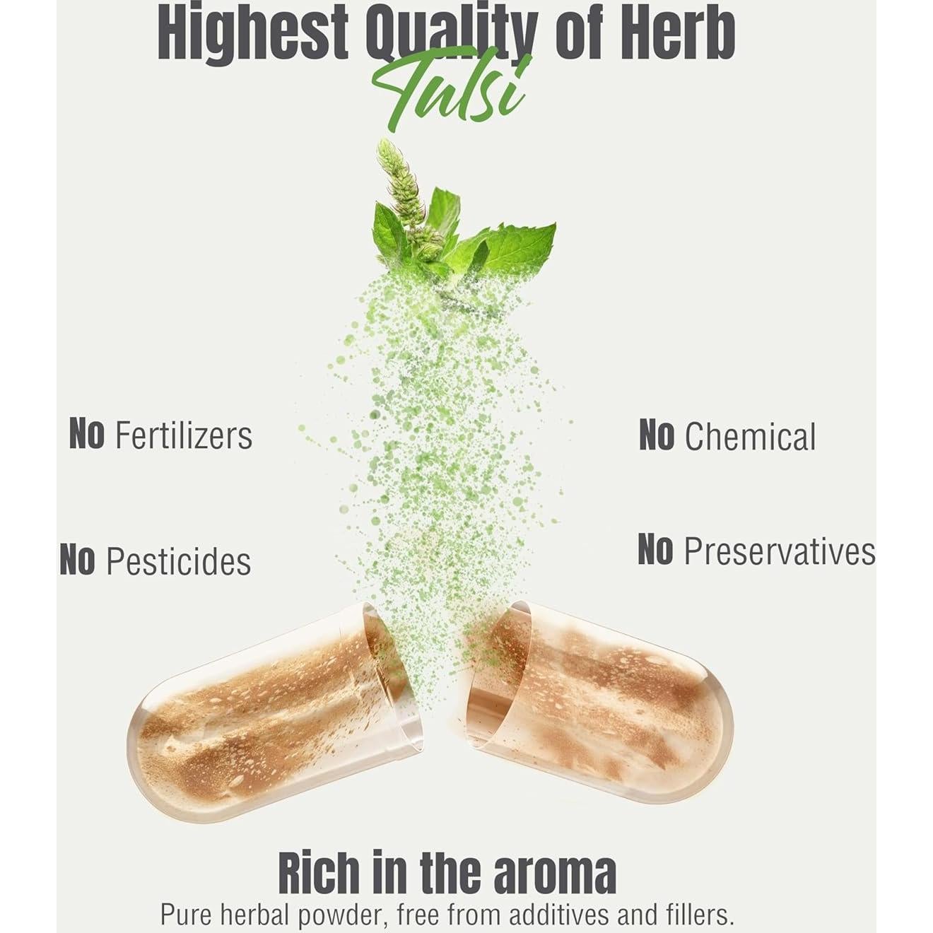 Cápsulas de Tulsi Albahaca Sagrada HerbsForever 60 Unidades 800 mg