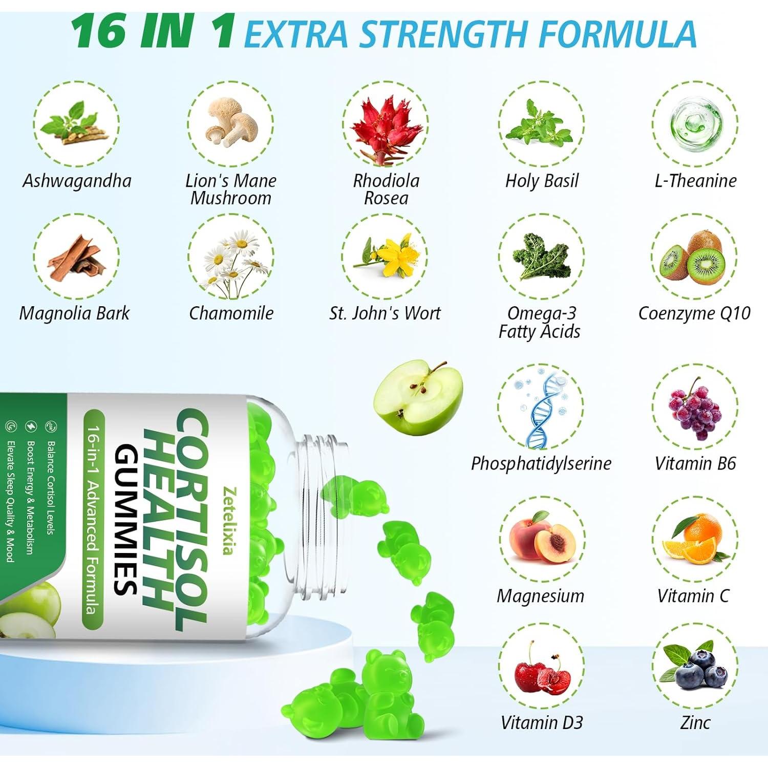 Gomitas de Cortisol Zetelixia 60 Unidades Sabor Manzana