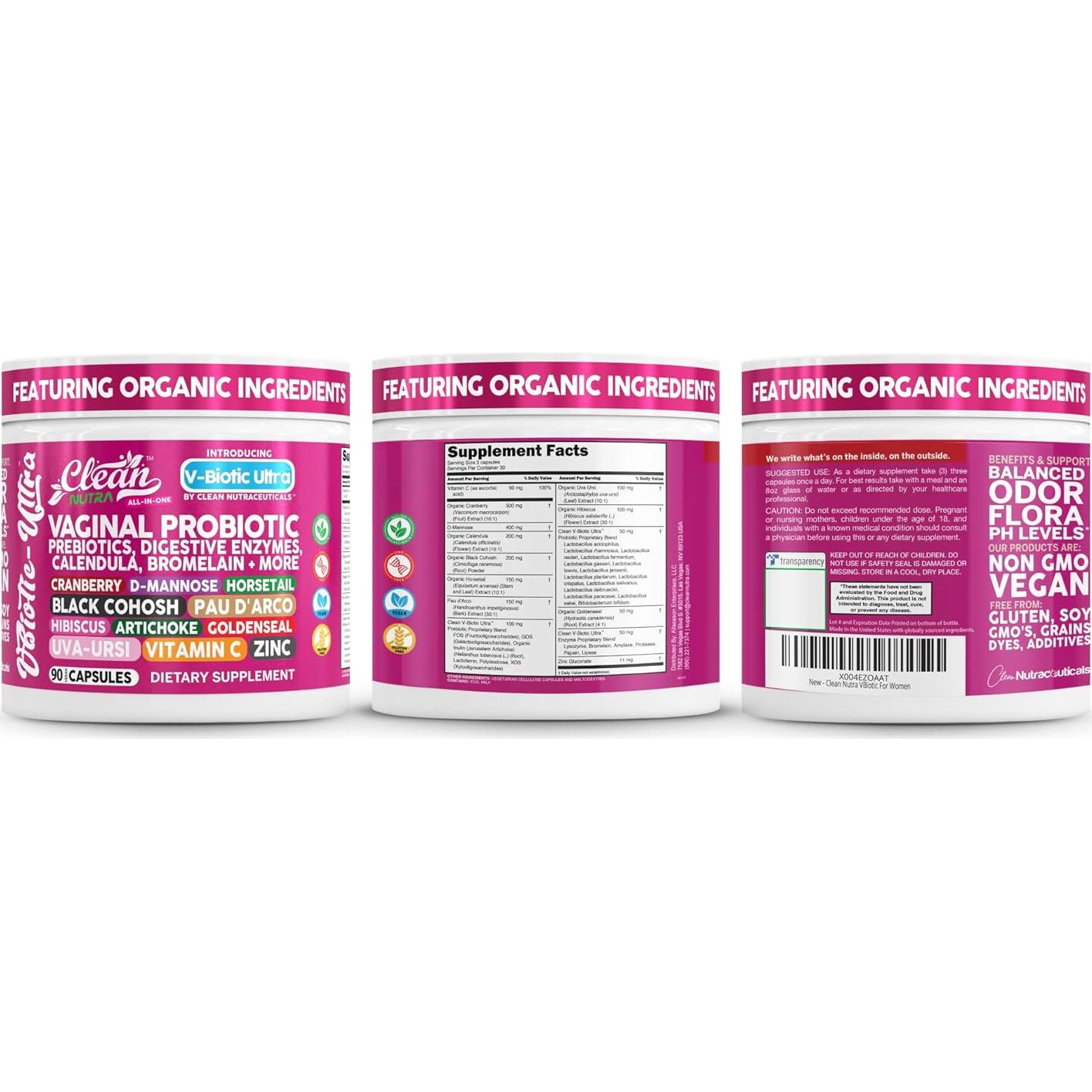 Probioticos Vaginales Clean Nutraceuticals 90 Cápsulas Veganas