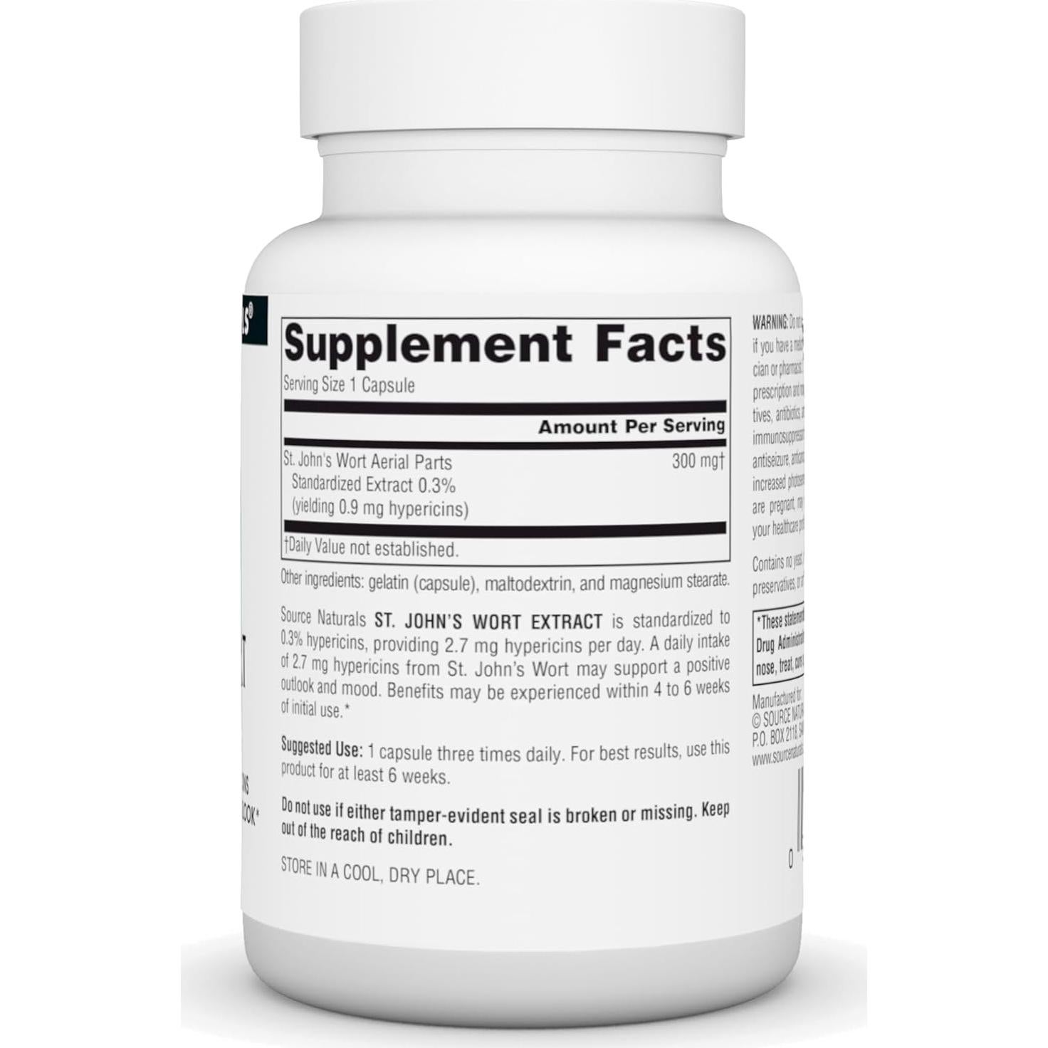 Extracto de Hierba de San Juan Source Naturals 300 mg 120 Cápsulas