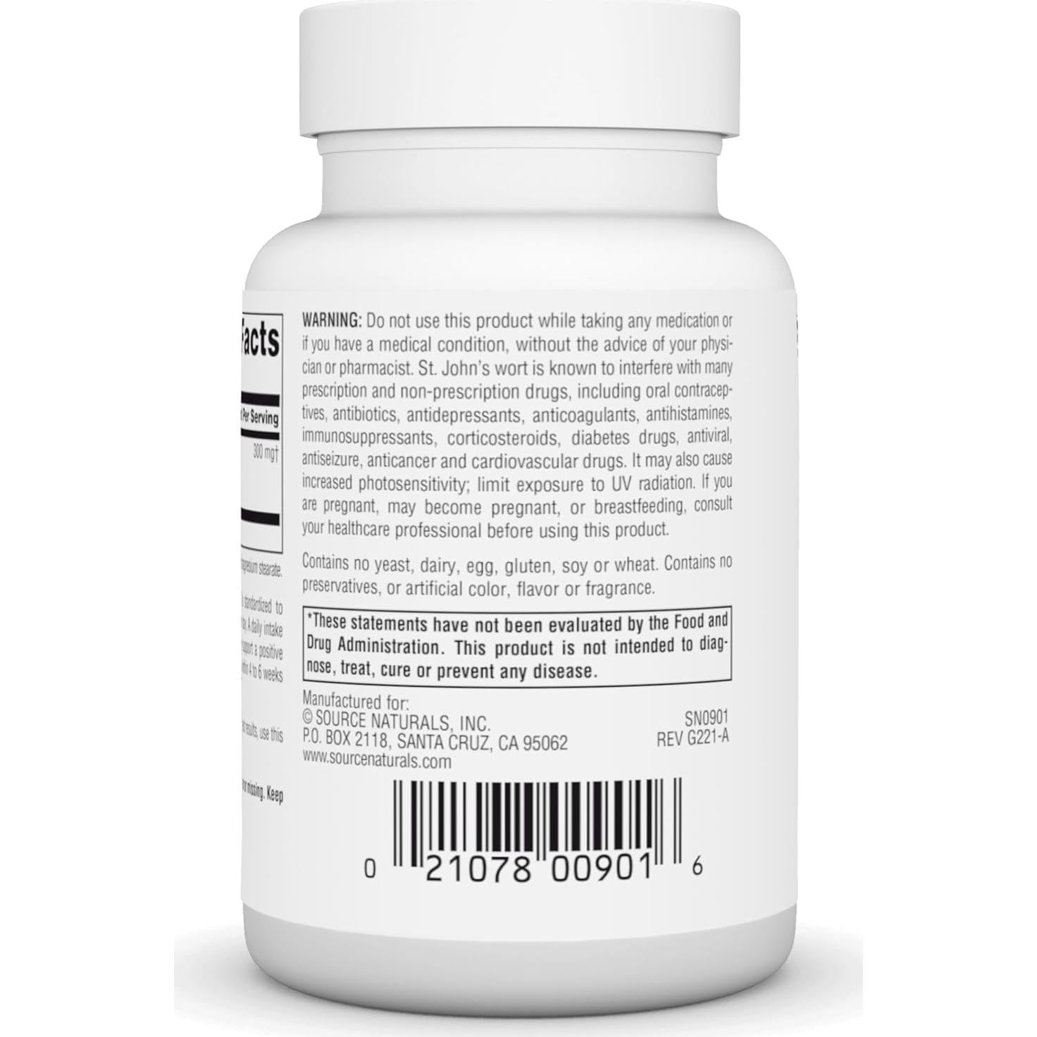 Extracto de Hierba de San Juan Source Naturals 300 mg 120 Cápsulas
