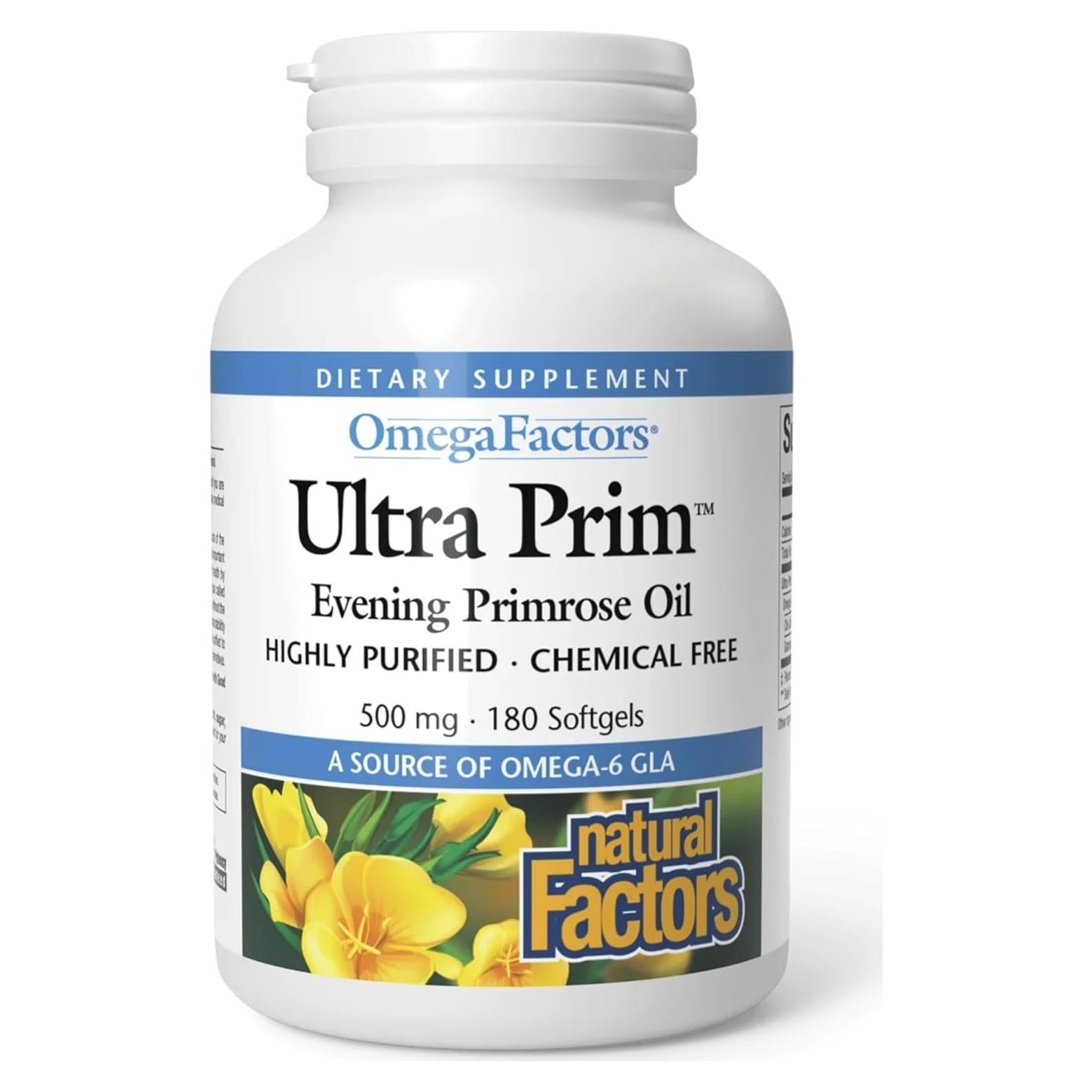 Aceite de Onagra Ultra Prim Factores Naturales 500 mg 180 Gelatinas