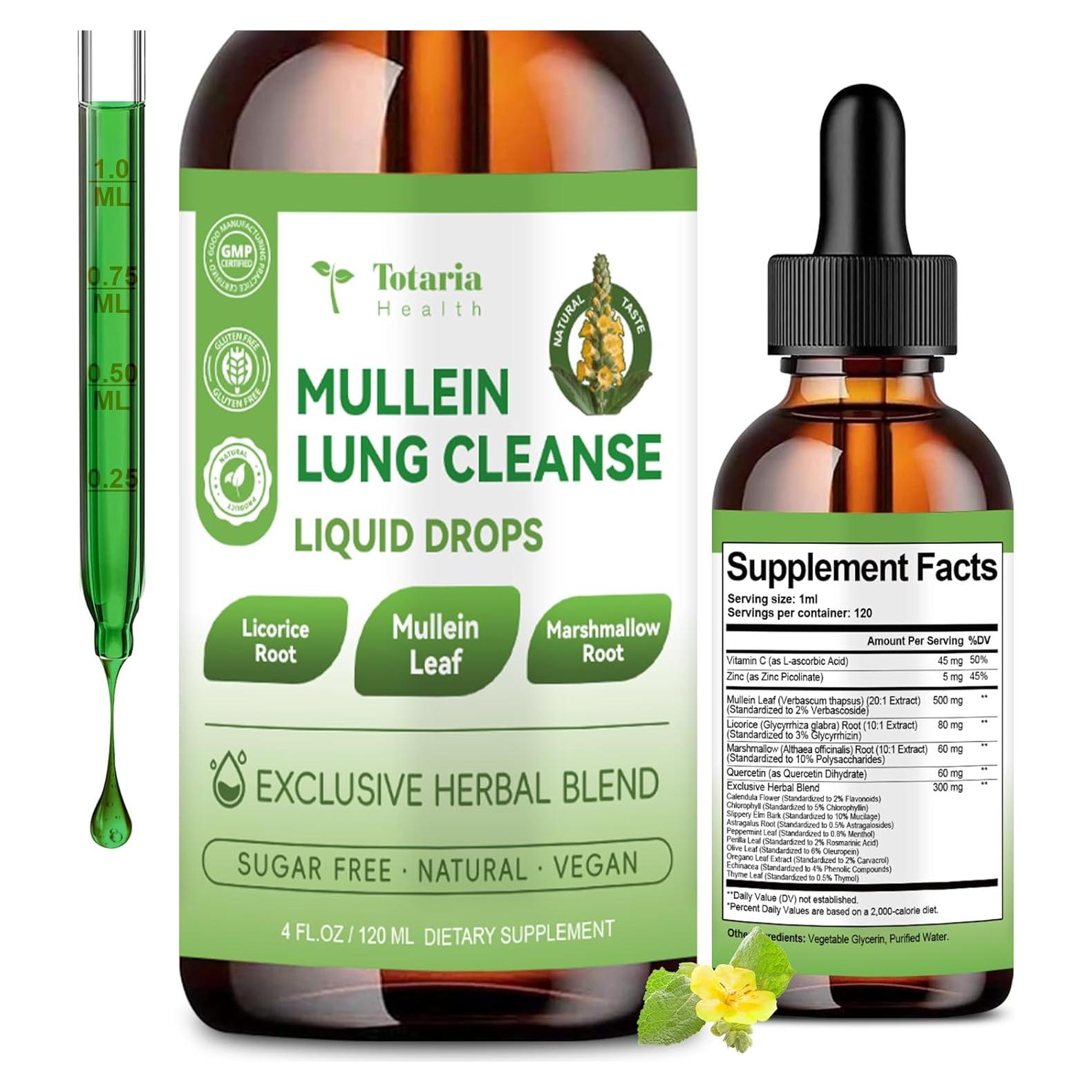 Gotas de Mullein Totaria 120ml - Desintoxicación Pulmonar