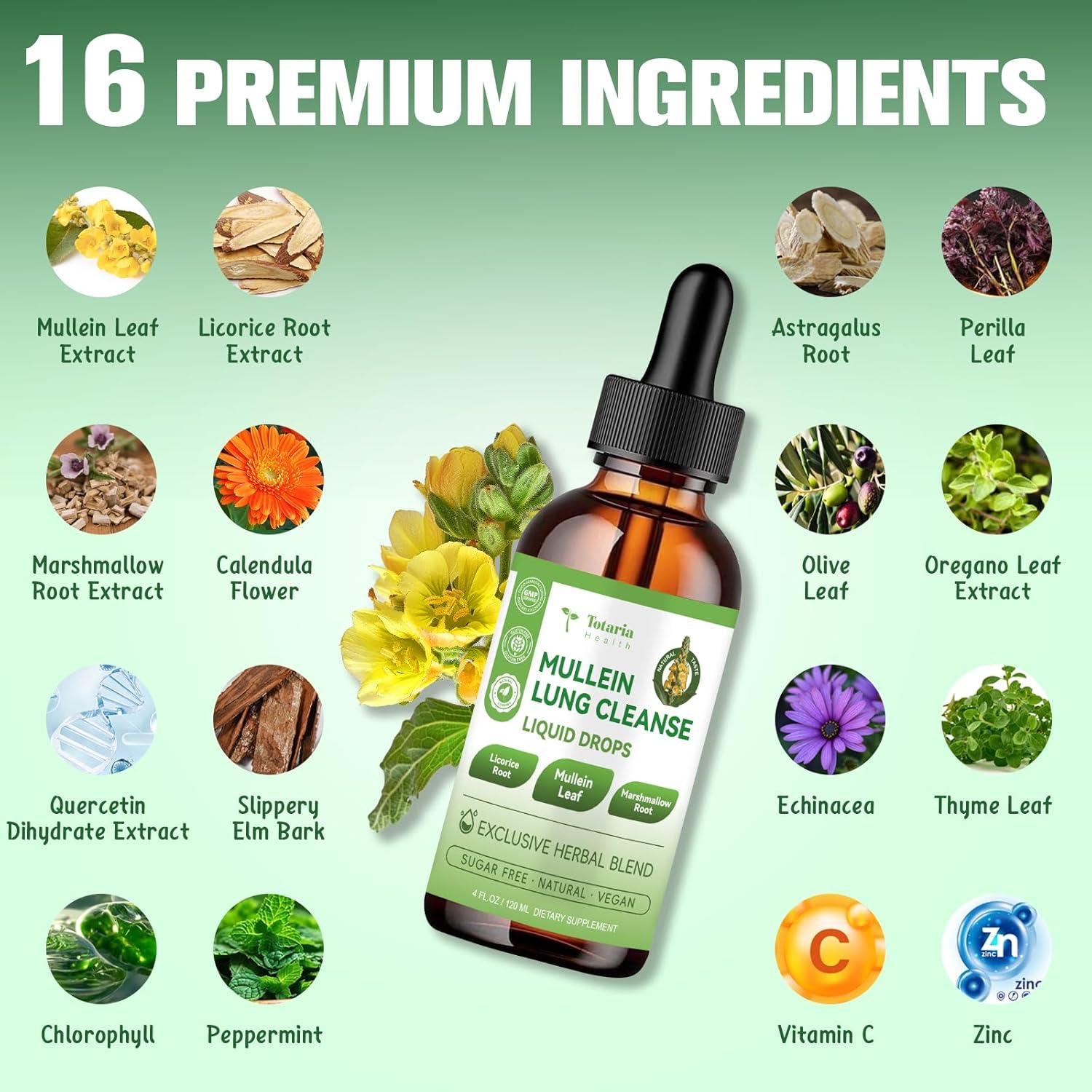 Gotas de Mullein Totaria 120ml - Desintoxicación Pulmonar