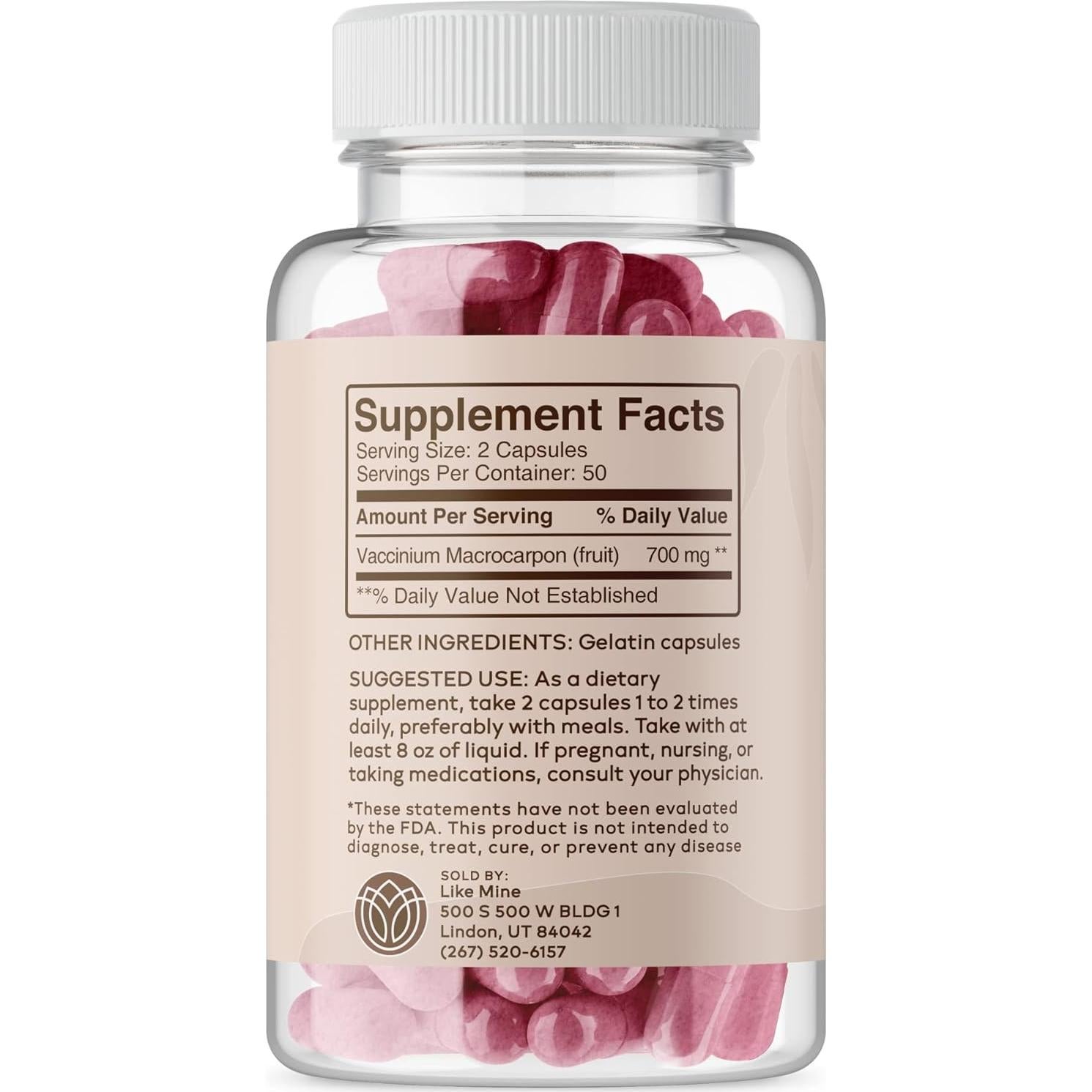 Extracto de Arándano Como el Mío 100 Cápsulas Puras Sin Aditivos