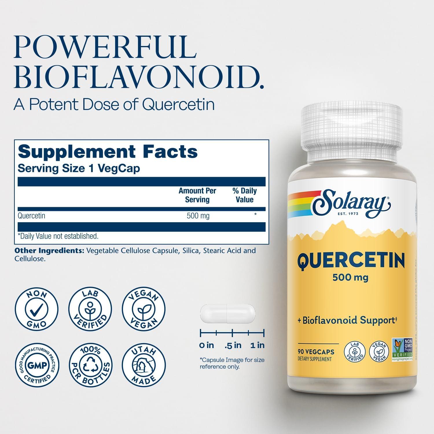 Quercetina 500 mg Solaray - 90 VegCaps Antioxidante Inmunidad