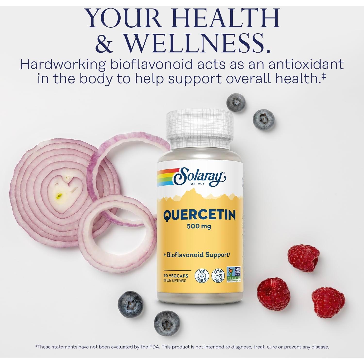Quercetina 500 mg Solaray - 90 VegCaps Antioxidante Inmunidad