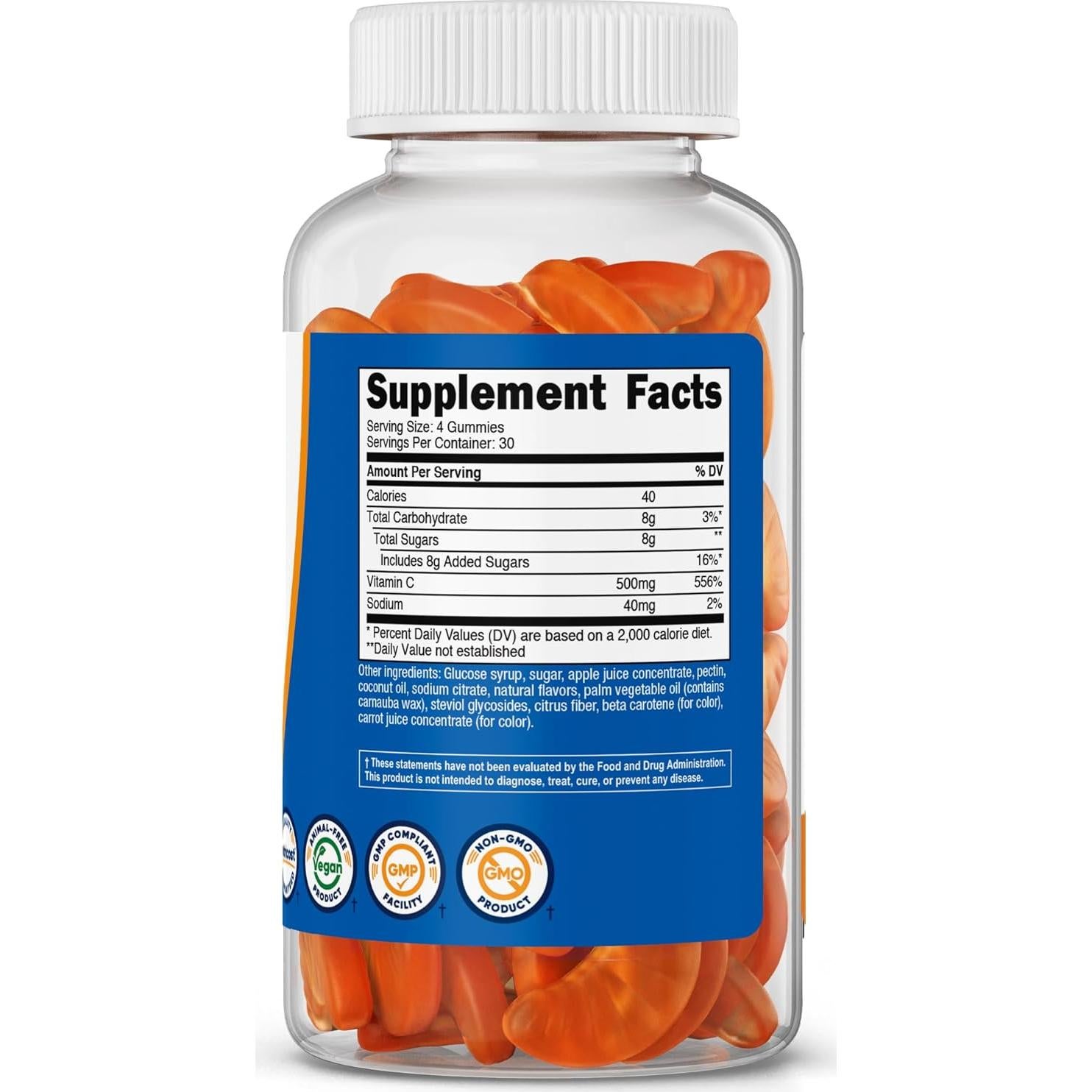 Gomitas de Vitamina C Nutricost 500mg 120 Unidades Veganas