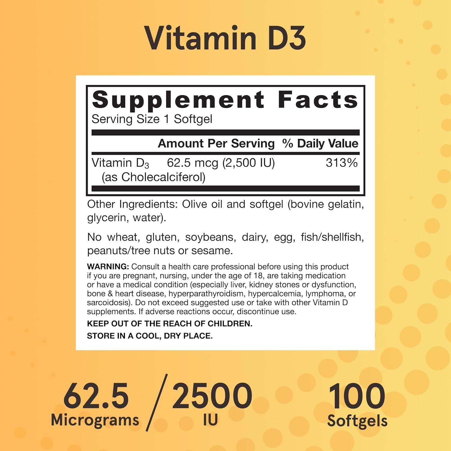 Vitamina D3 Jarrow Formulas 62.5 mcg 100 Gelatinas Blandas