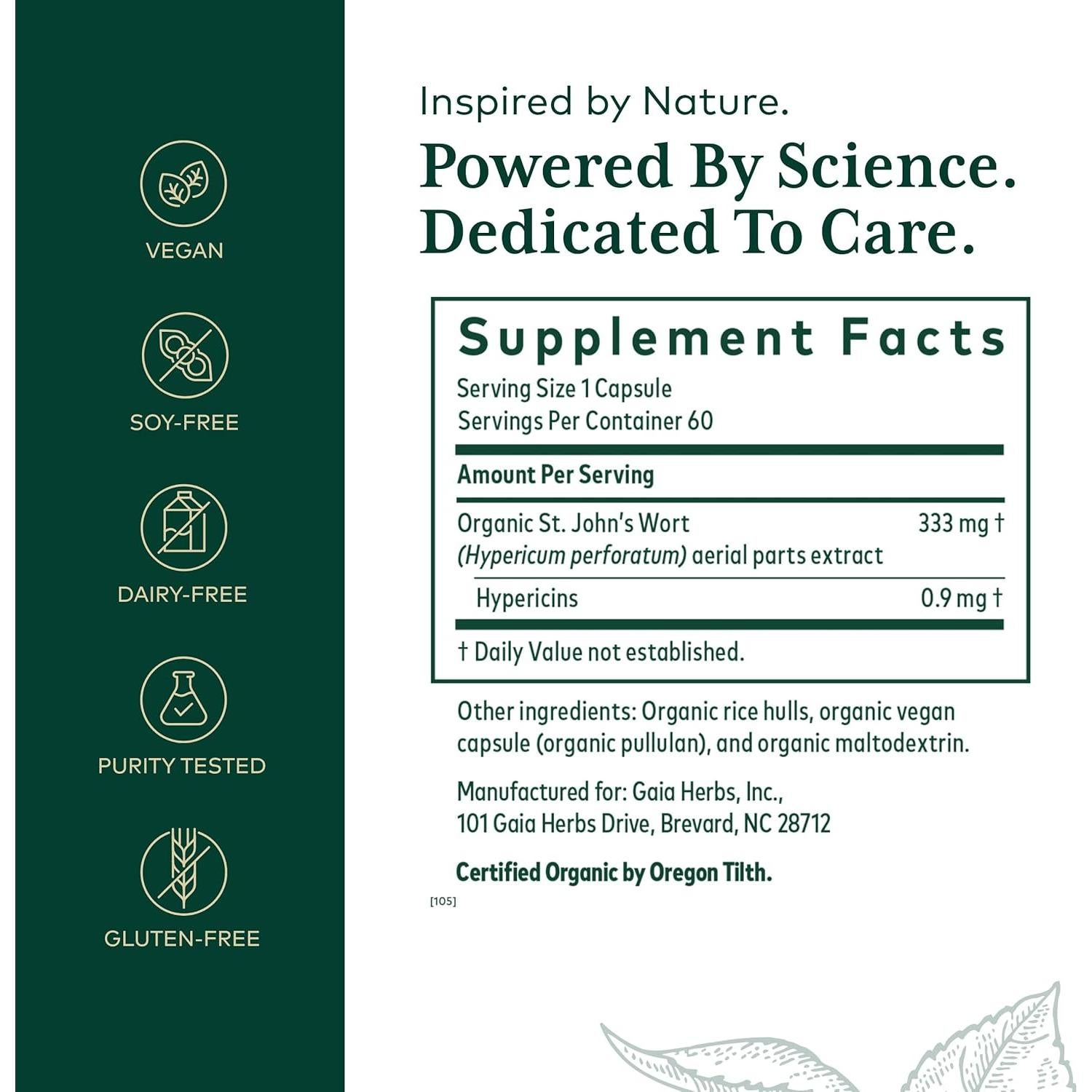 Suplemento Herbal Gaia Herbs Pro - Hierba de San Juan 60 Cápsulas