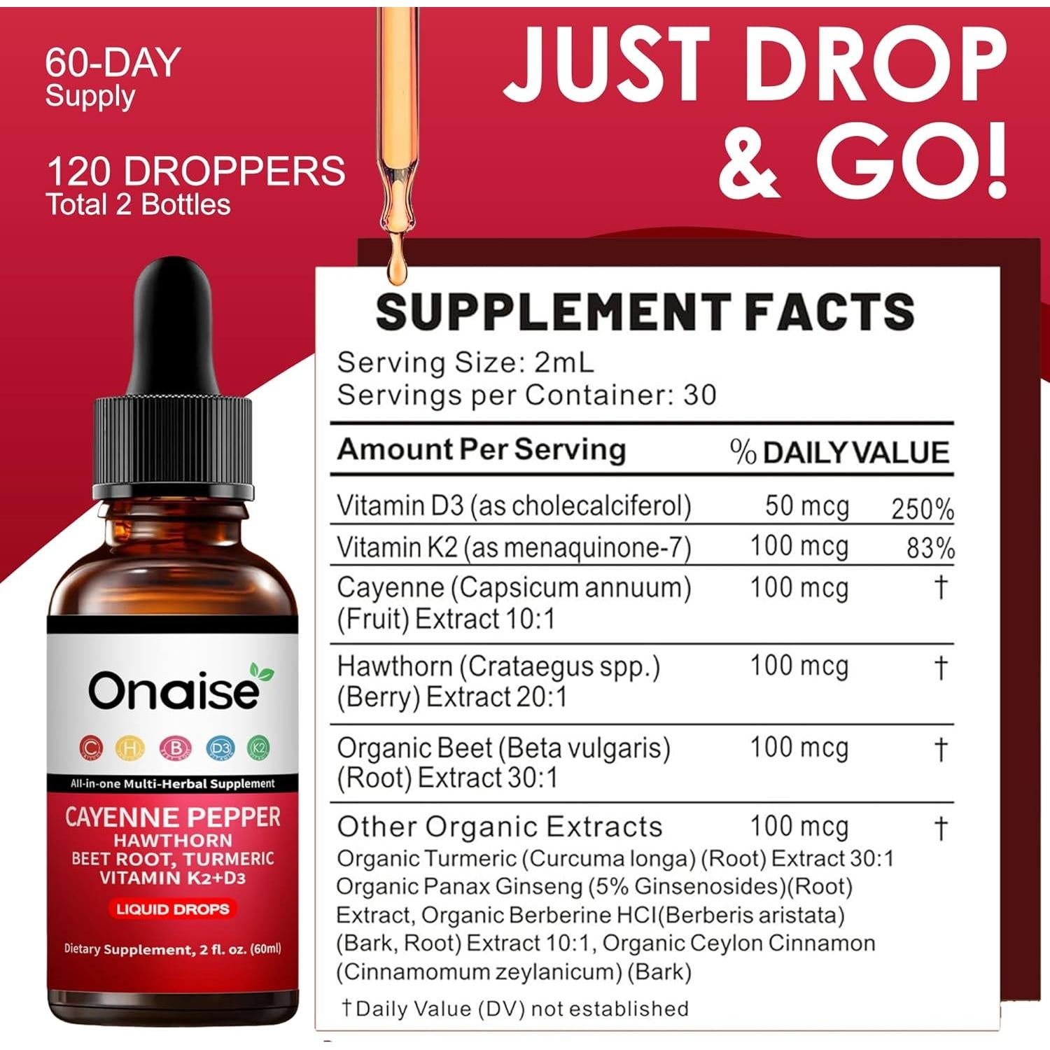 Gotas de Pimienta de Cayena ONAISE 60ml - Suplemento Natural