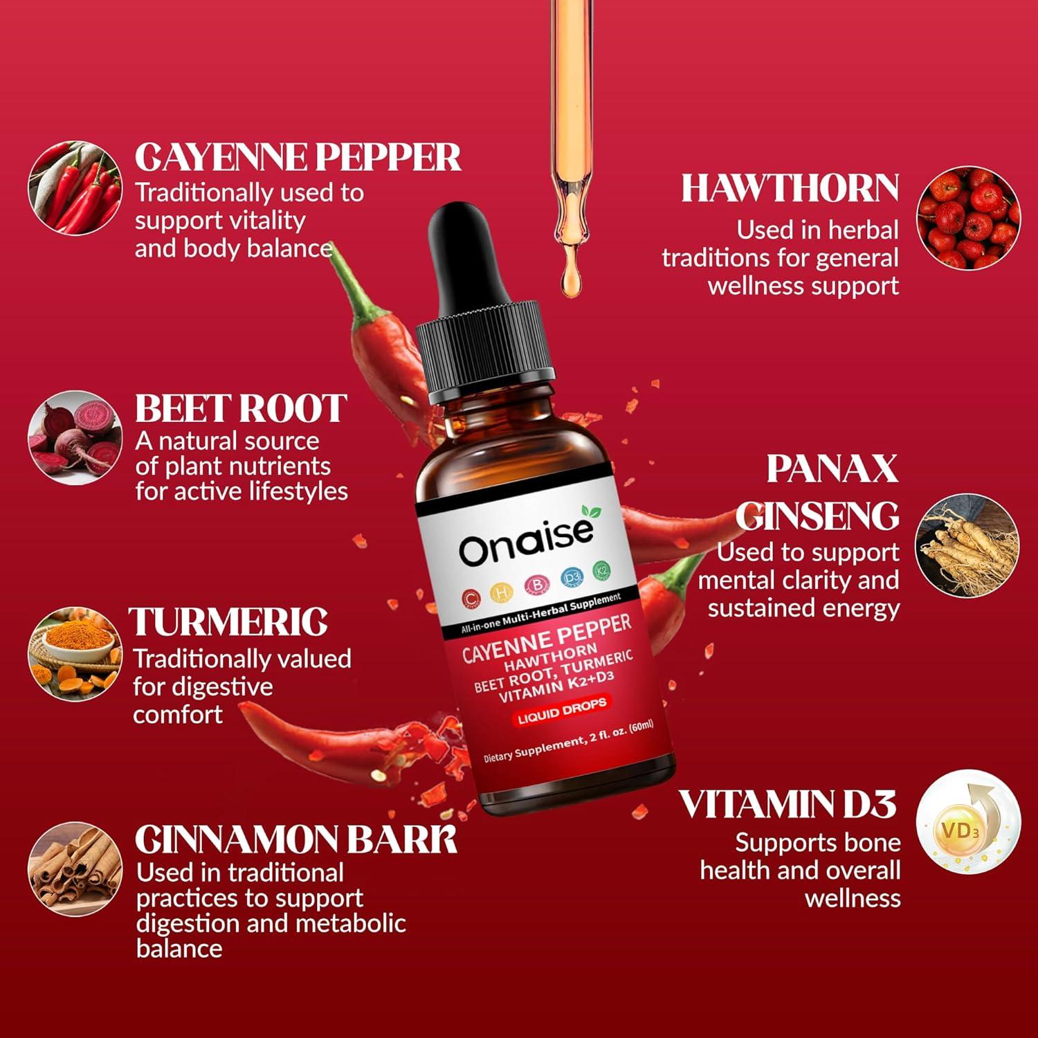 Gotas de Pimienta de Cayena ONAISE 60ml - Suplemento Natural