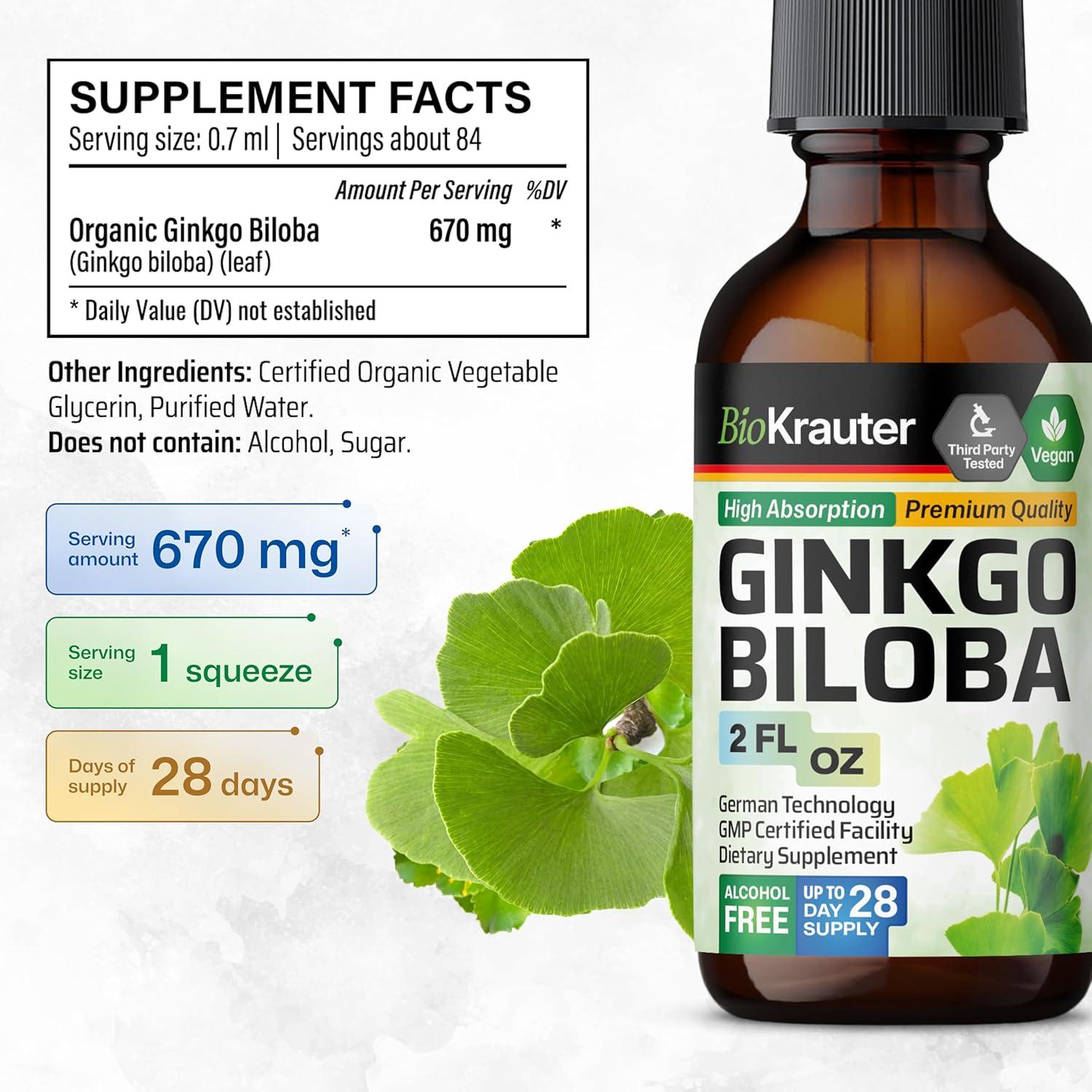 Extracto de Ginkgo Biloba Bio Krauter 59.15 ml Vegano