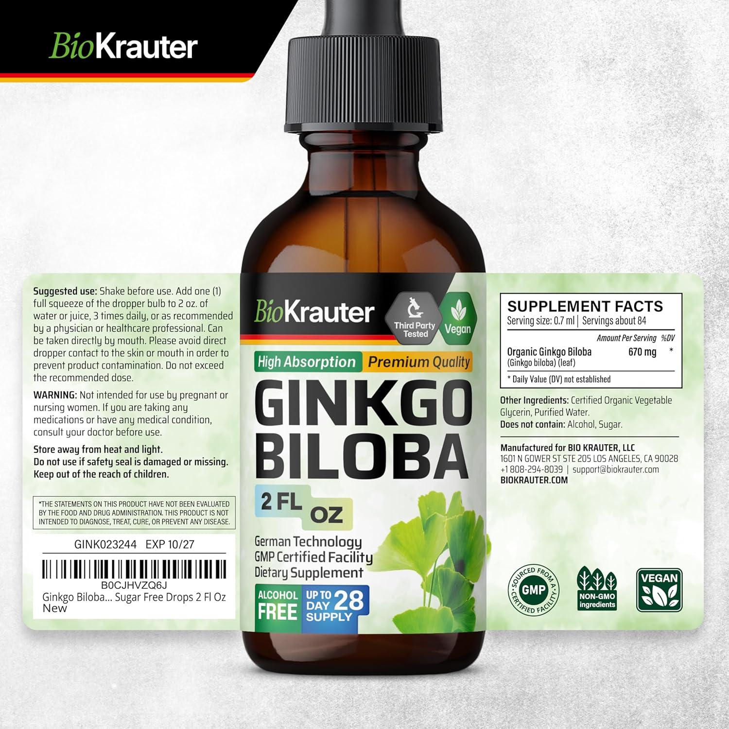 Extracto de Ginkgo Biloba Bio Krauter 59.15 ml Vegano