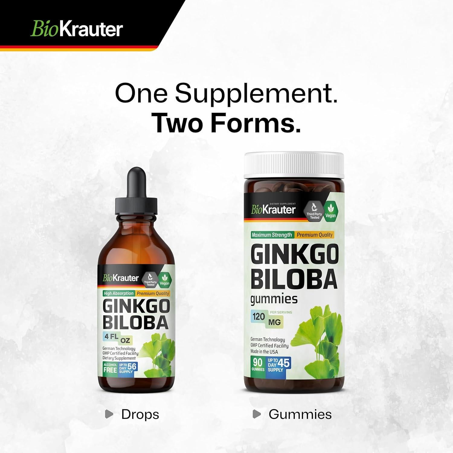 Gominolas Veganas BioKrauter Ginkgo Biloba 90 Unidades 120 mg