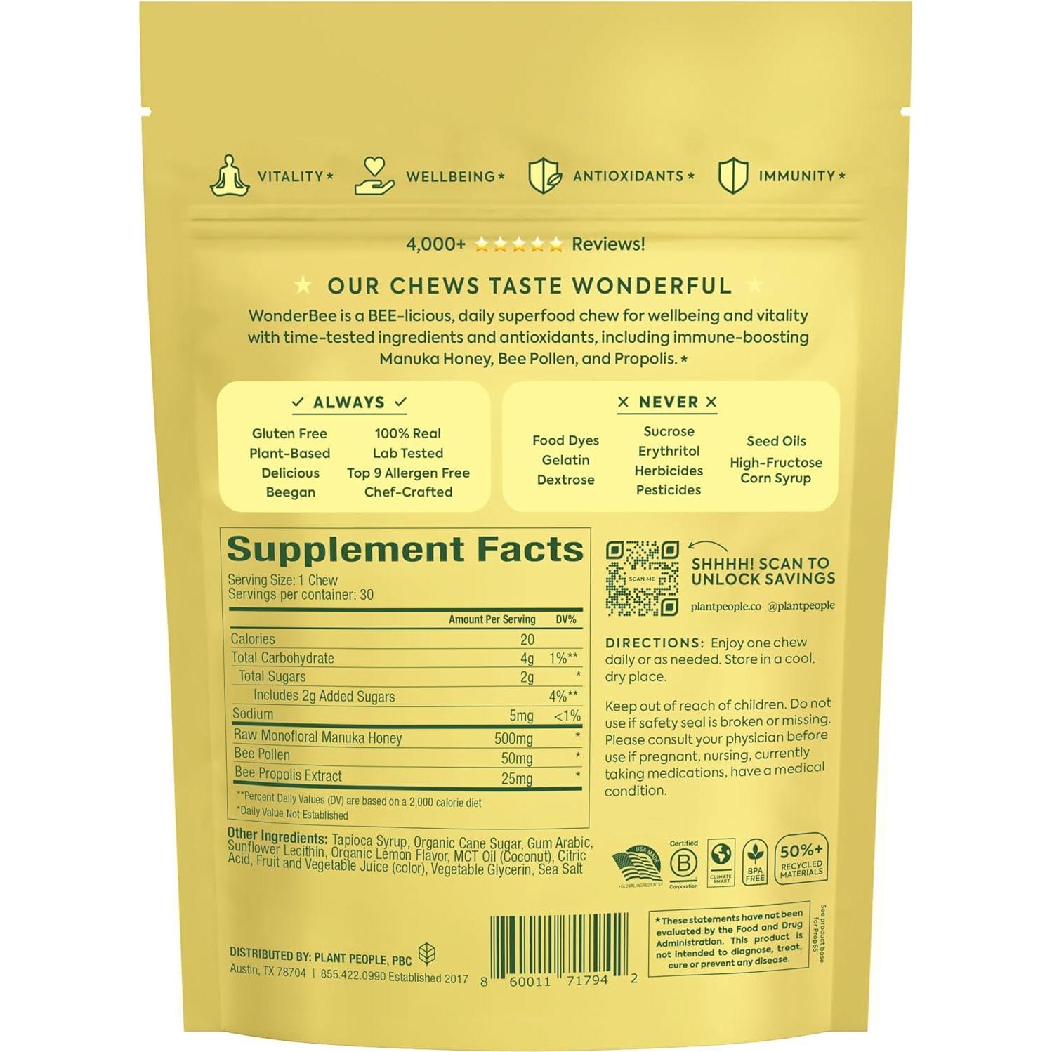 Masticables Superfood Plant People Miel de Manuka 30 Unidades